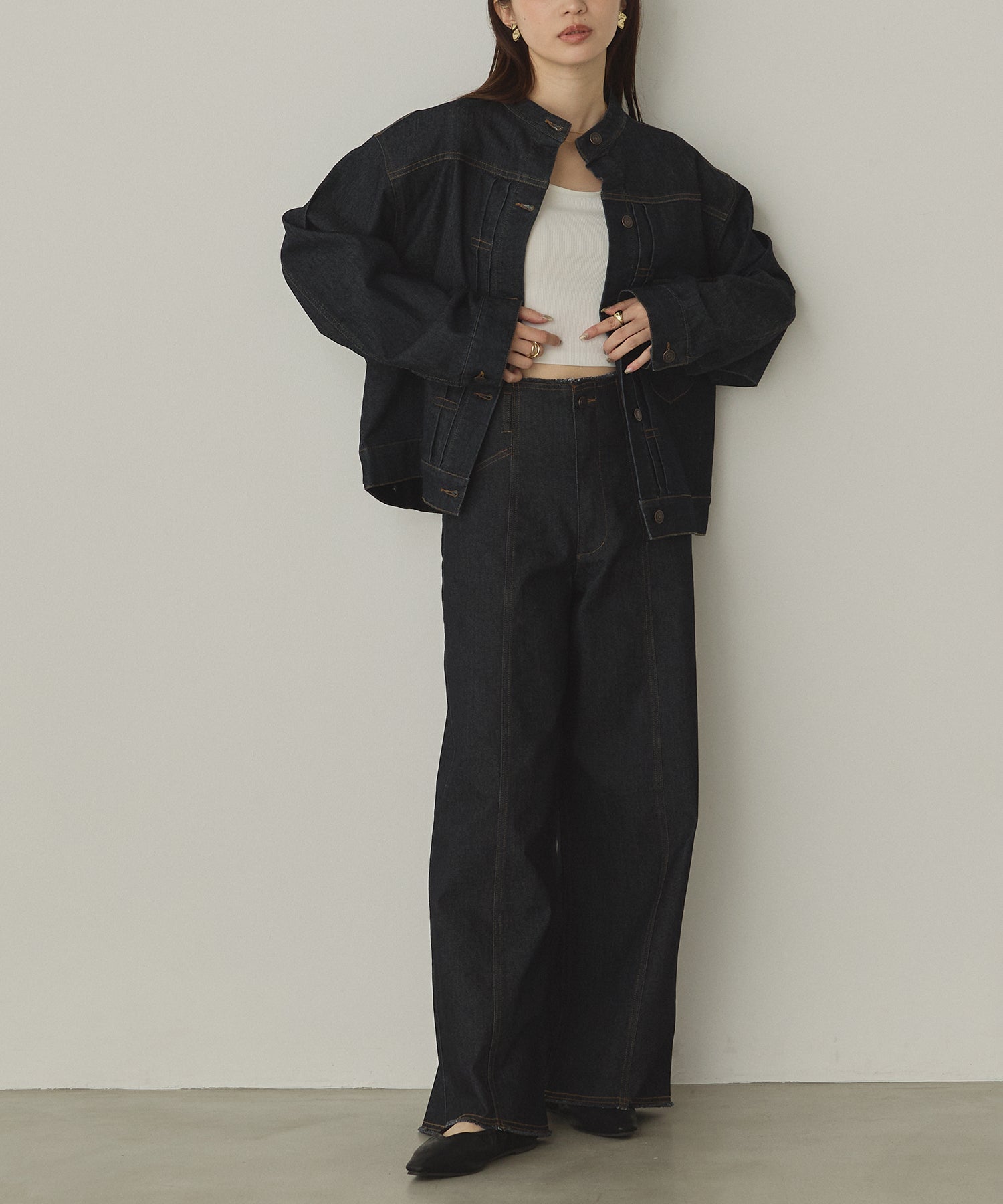 DENIM/TWILL WIDE PANTS