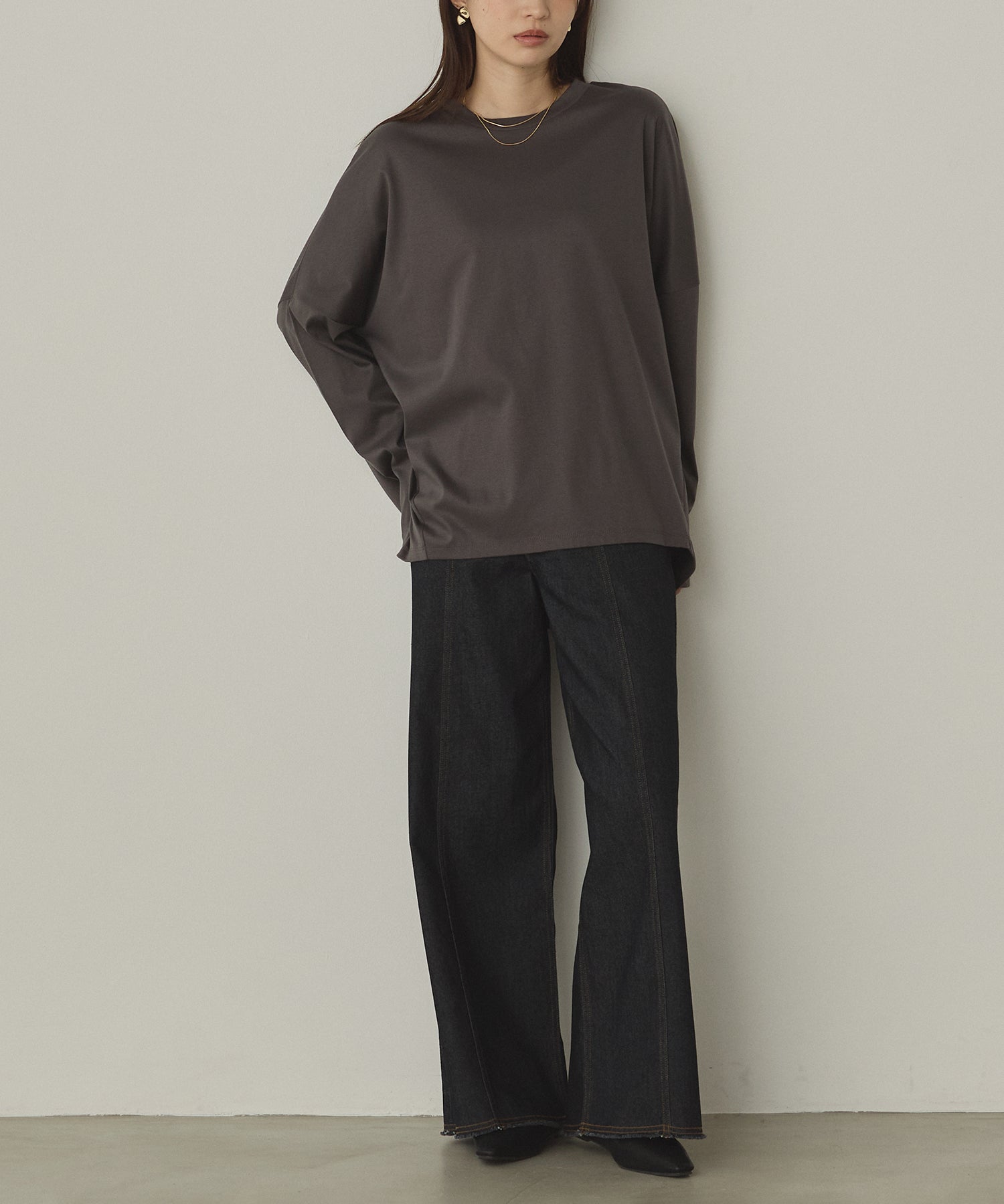 DENIM/TWILL WIDE PANTS
