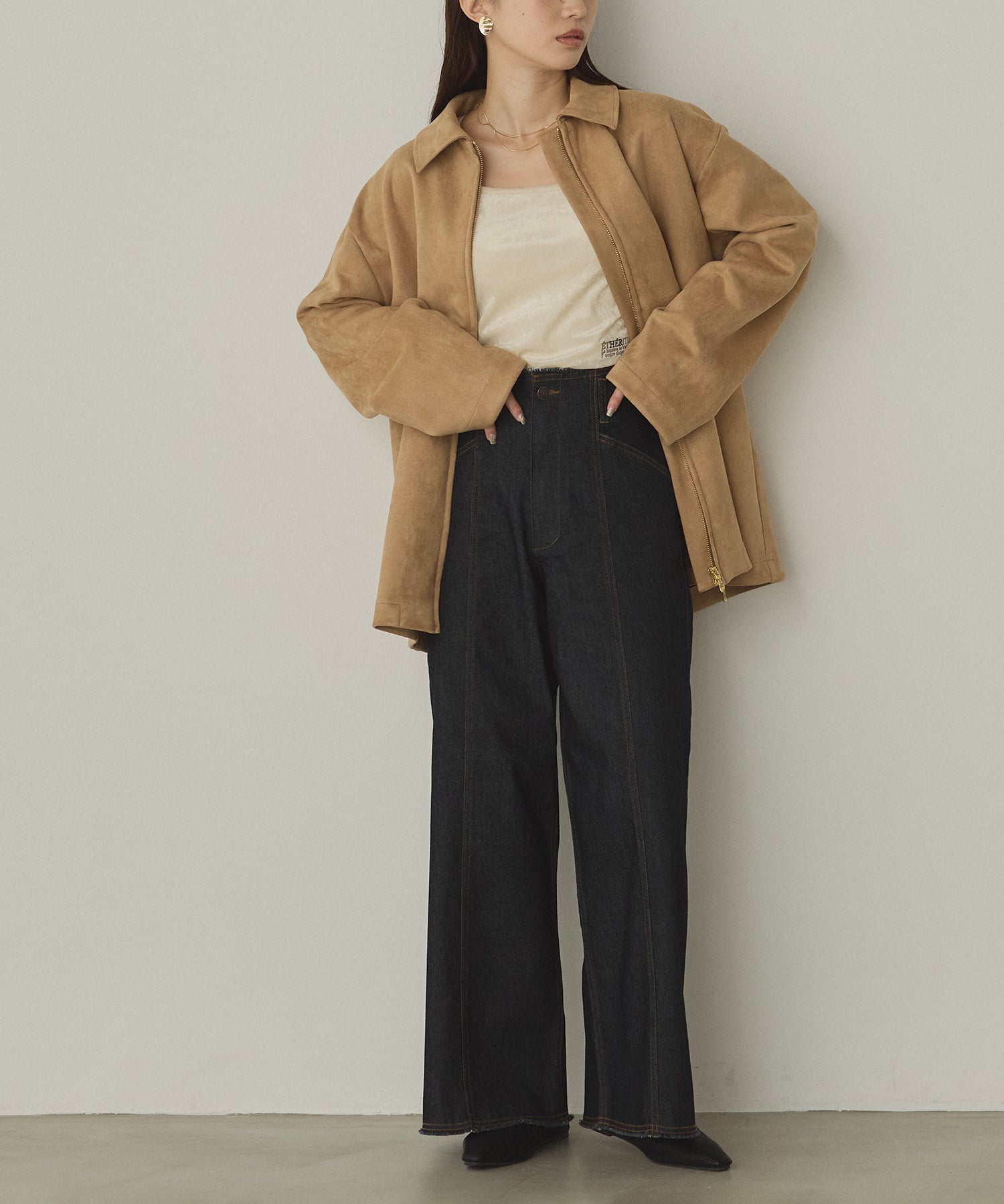 DENIM/TWILL WIDE PANTS