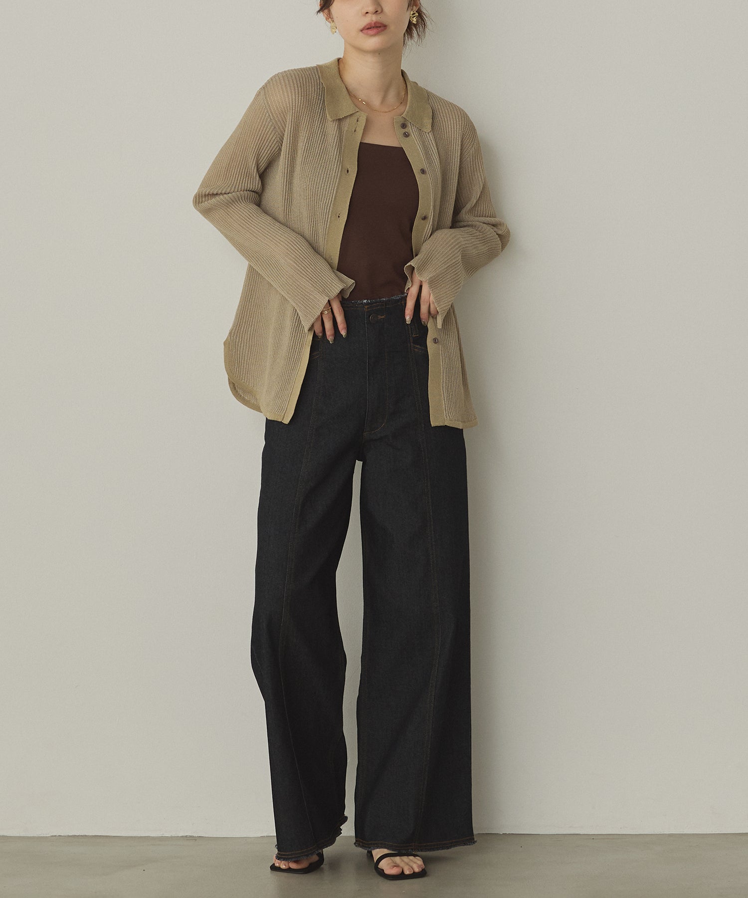 DENIM/TWILL WIDE PANTS