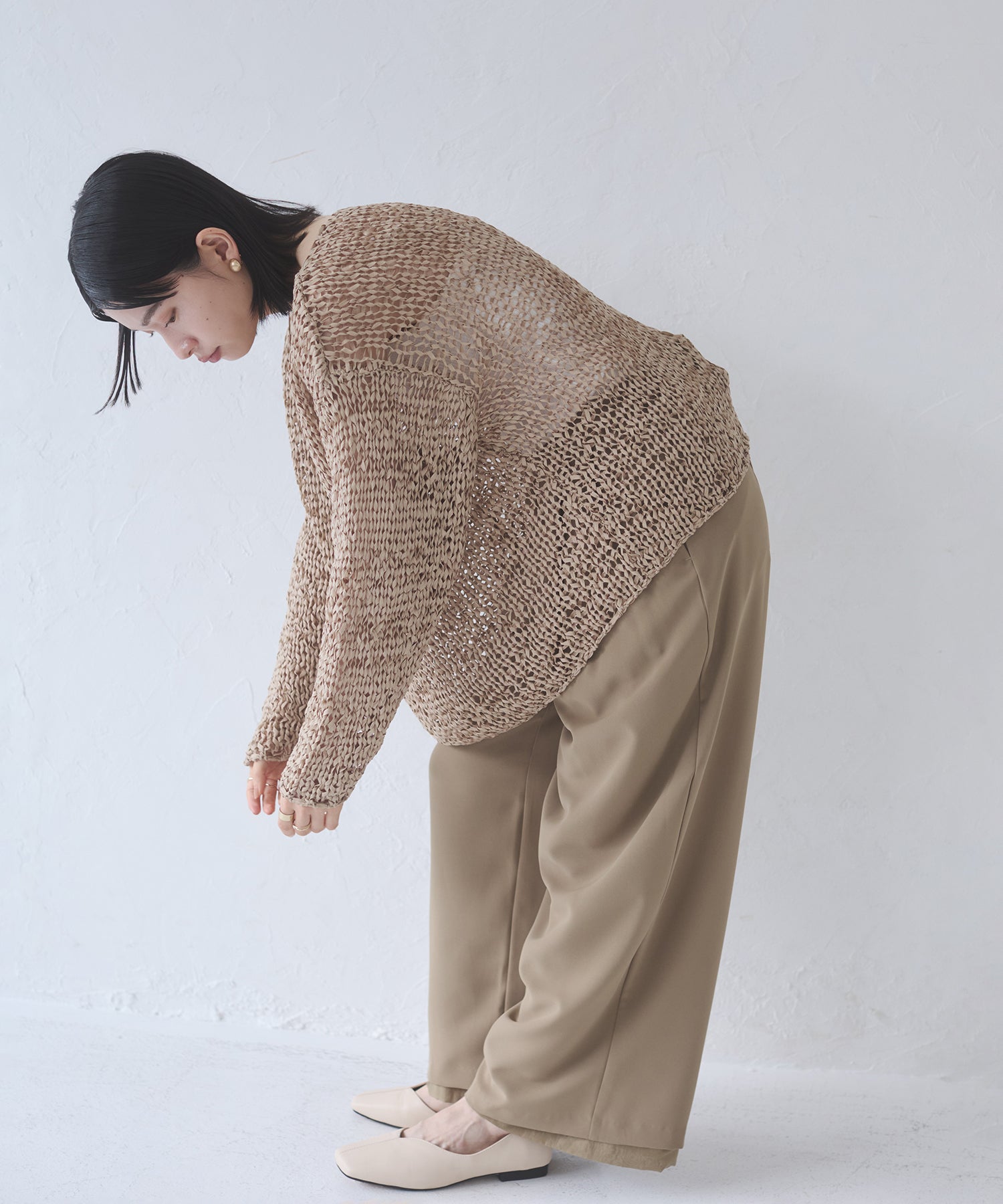POLY TWILL SHEER WIDE STRAIGHT PANTS