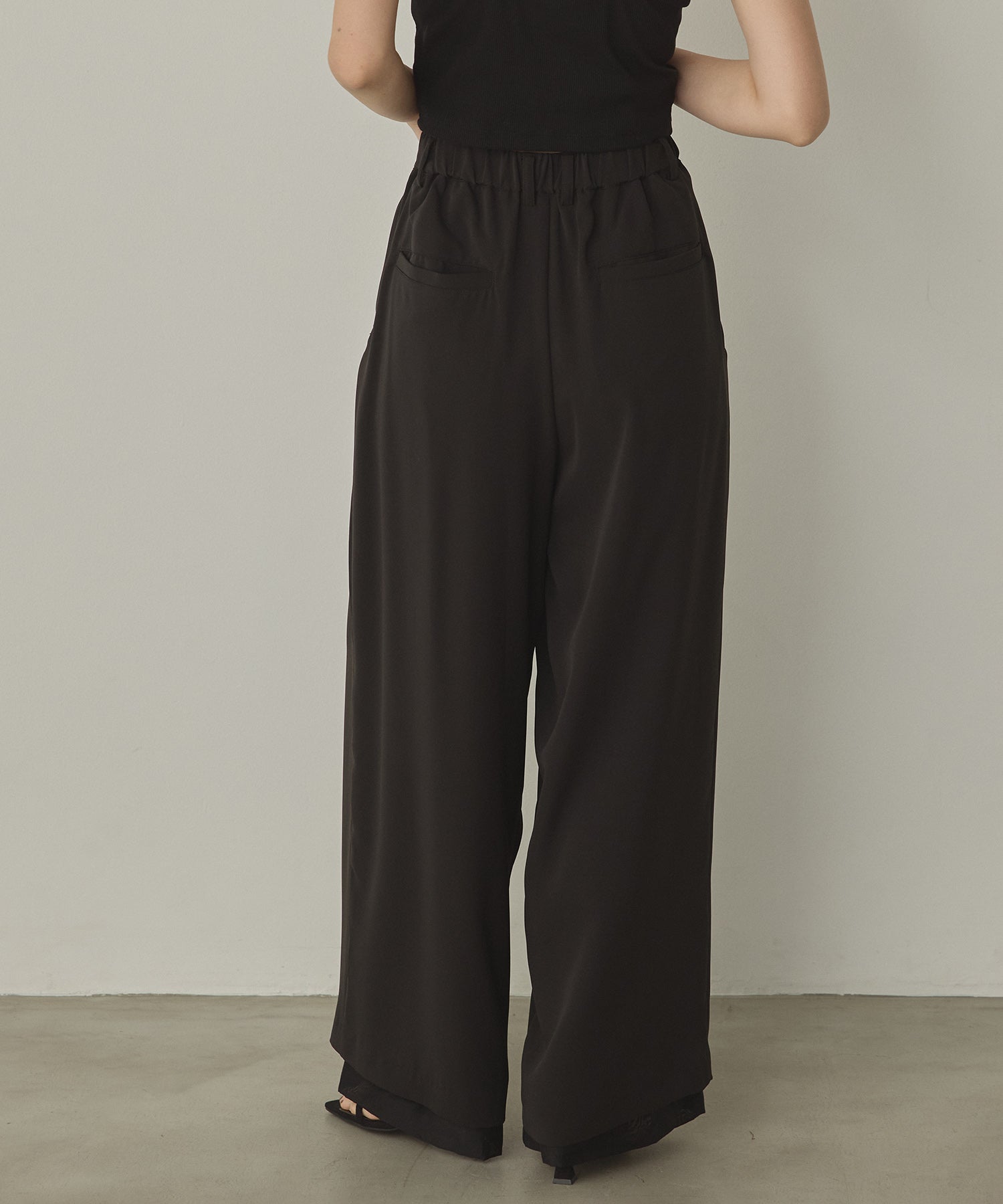 POLY TWILL SHEER WIDE STRAIGHT PANTS