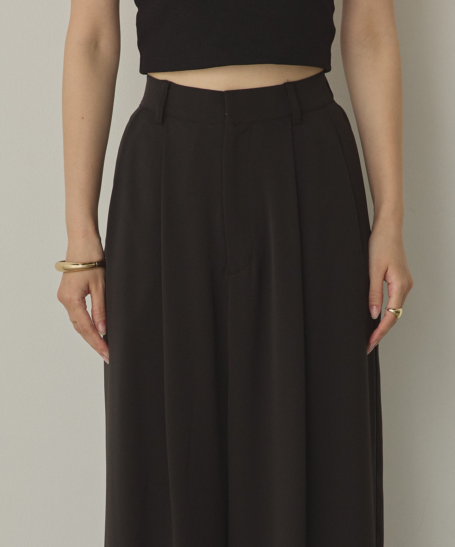POLY TWILL SHEER WIDE STRAIGHT PANTS