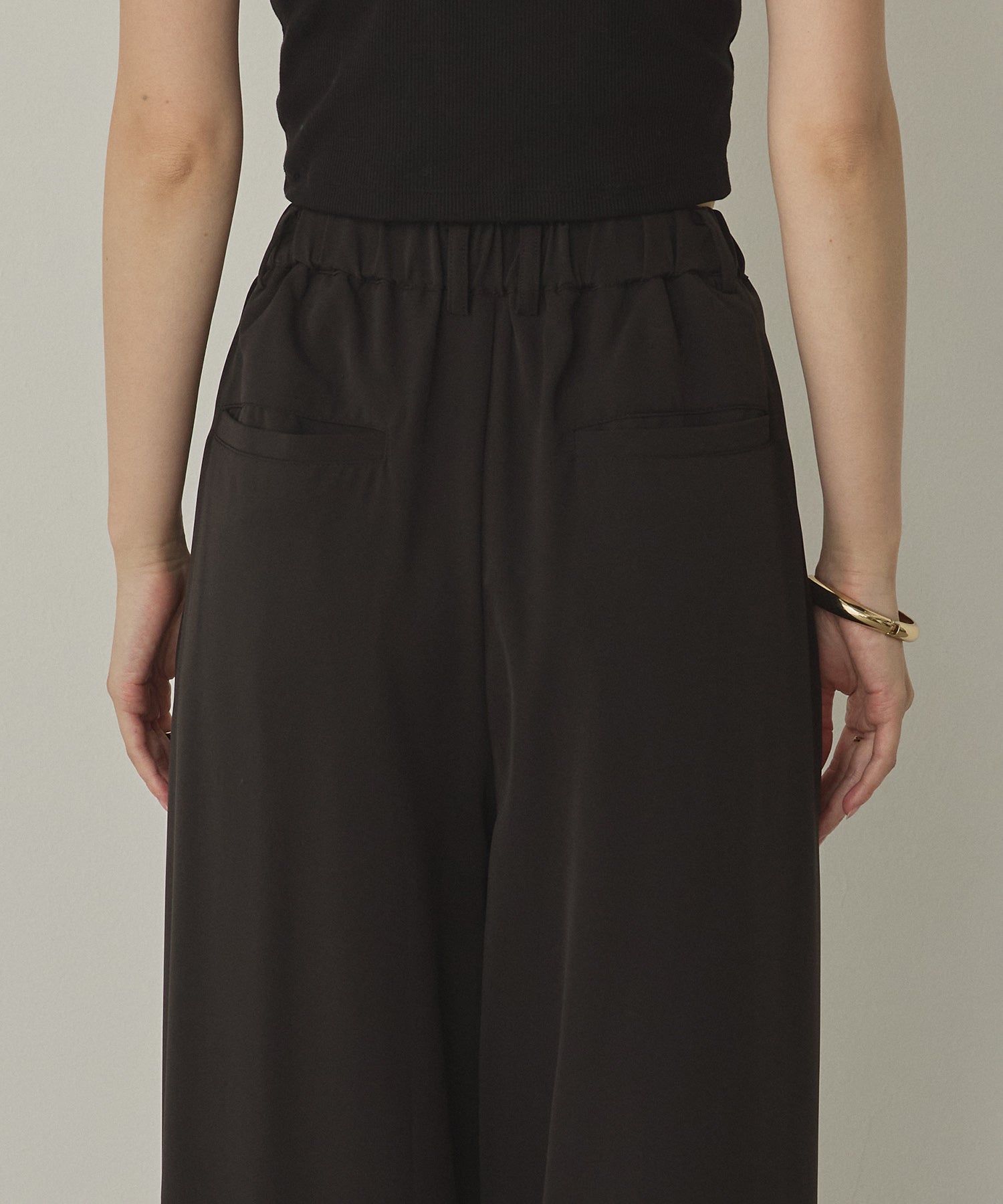 POLY TWILL SHEER WIDE STRAIGHT PANTS