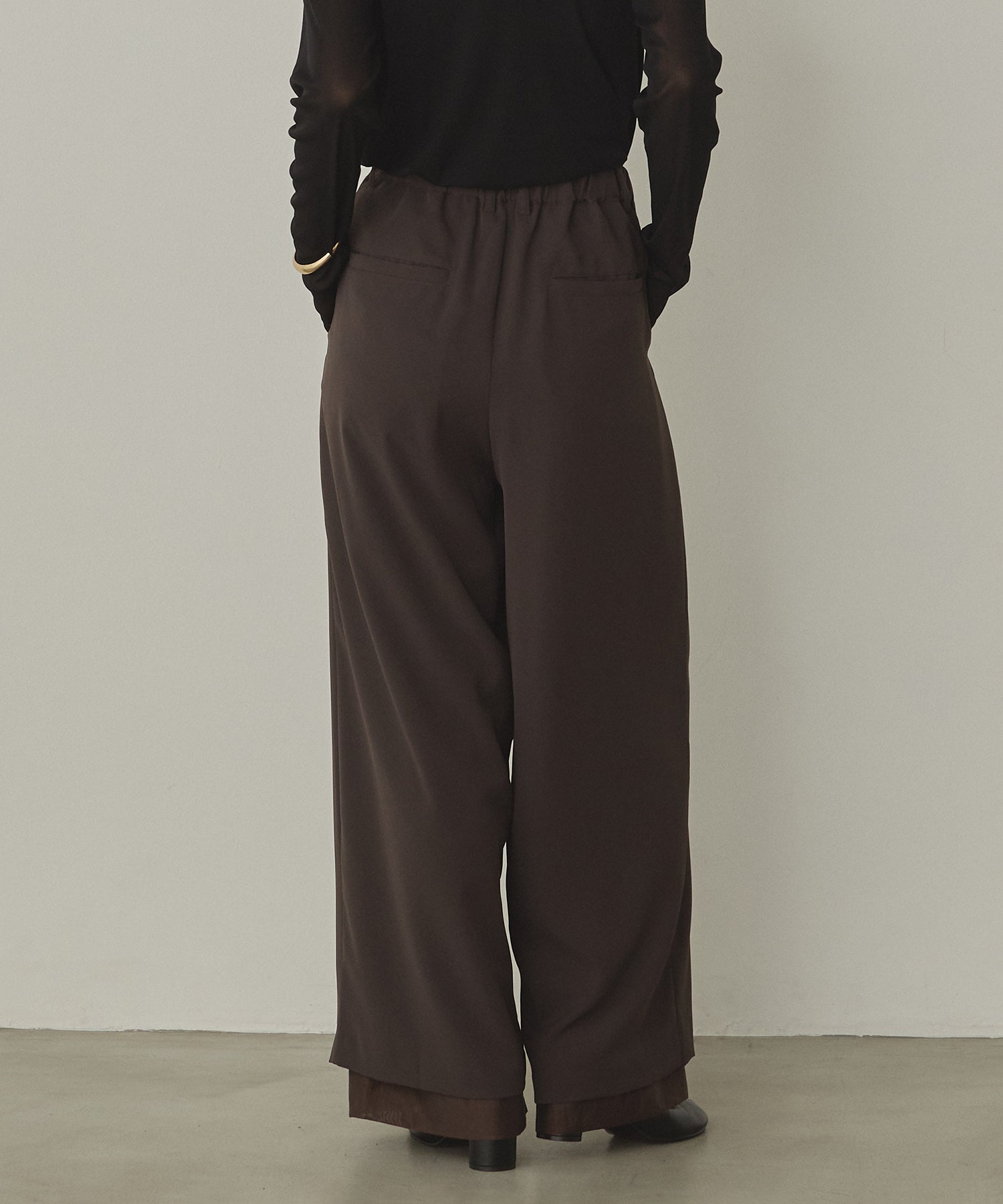 POLY TWILL SHEER WIDE STRAIGHT PANTS