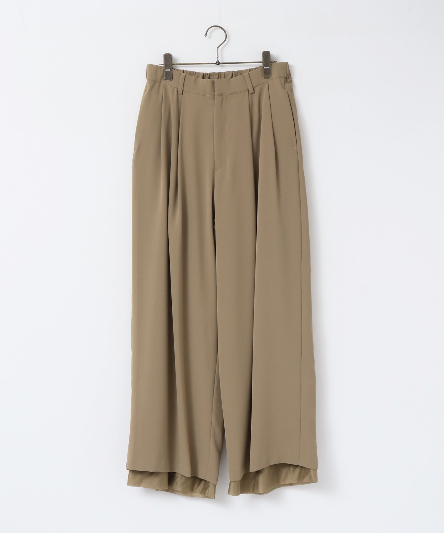 POLY TWILL SHEER WIDE STRAIGHT PANTS