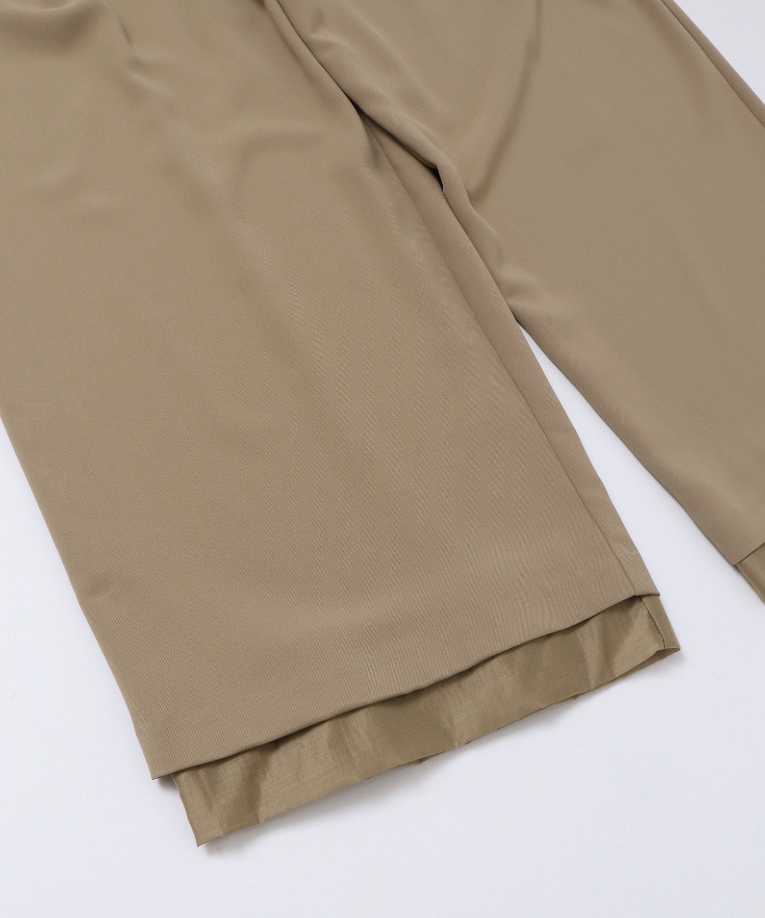 POLY TWILL SHEER WIDE STRAIGHT PANTS