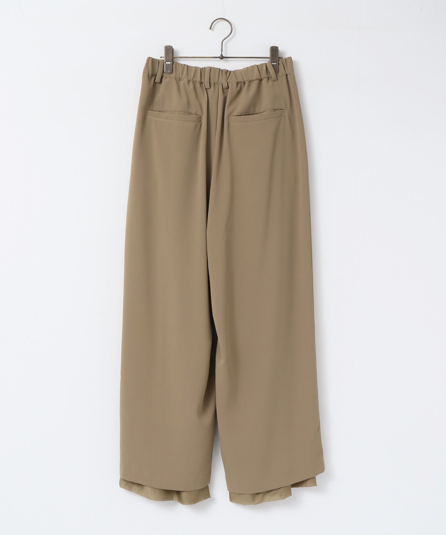 POLY TWILL SHEER WIDE STRAIGHT PANTS