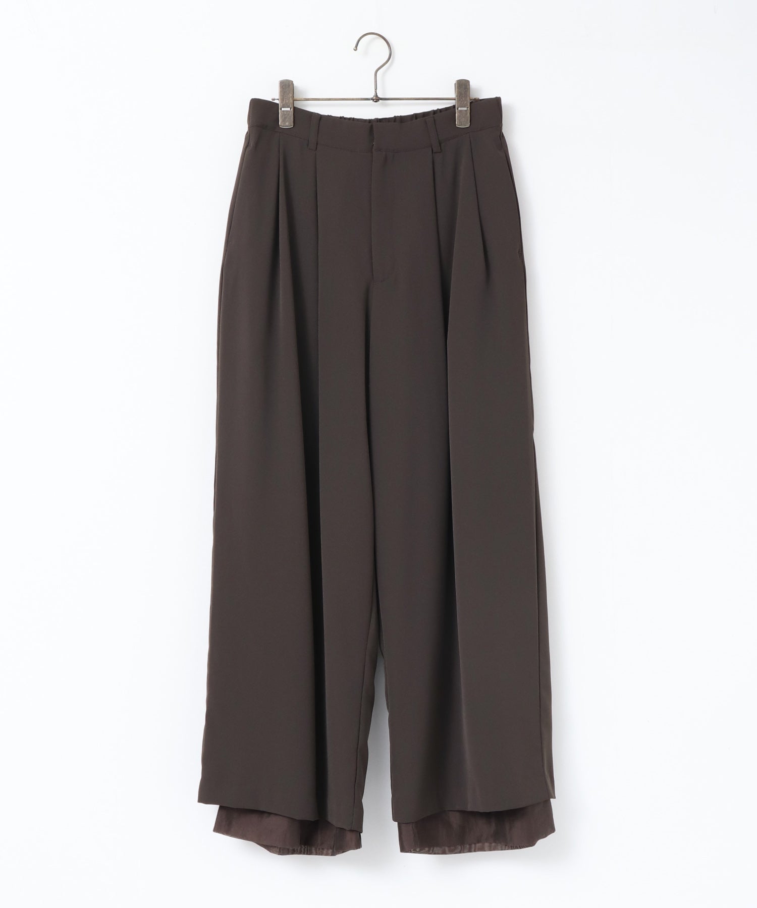 POLY TWILL SHEER WIDE STRAIGHT PANTS