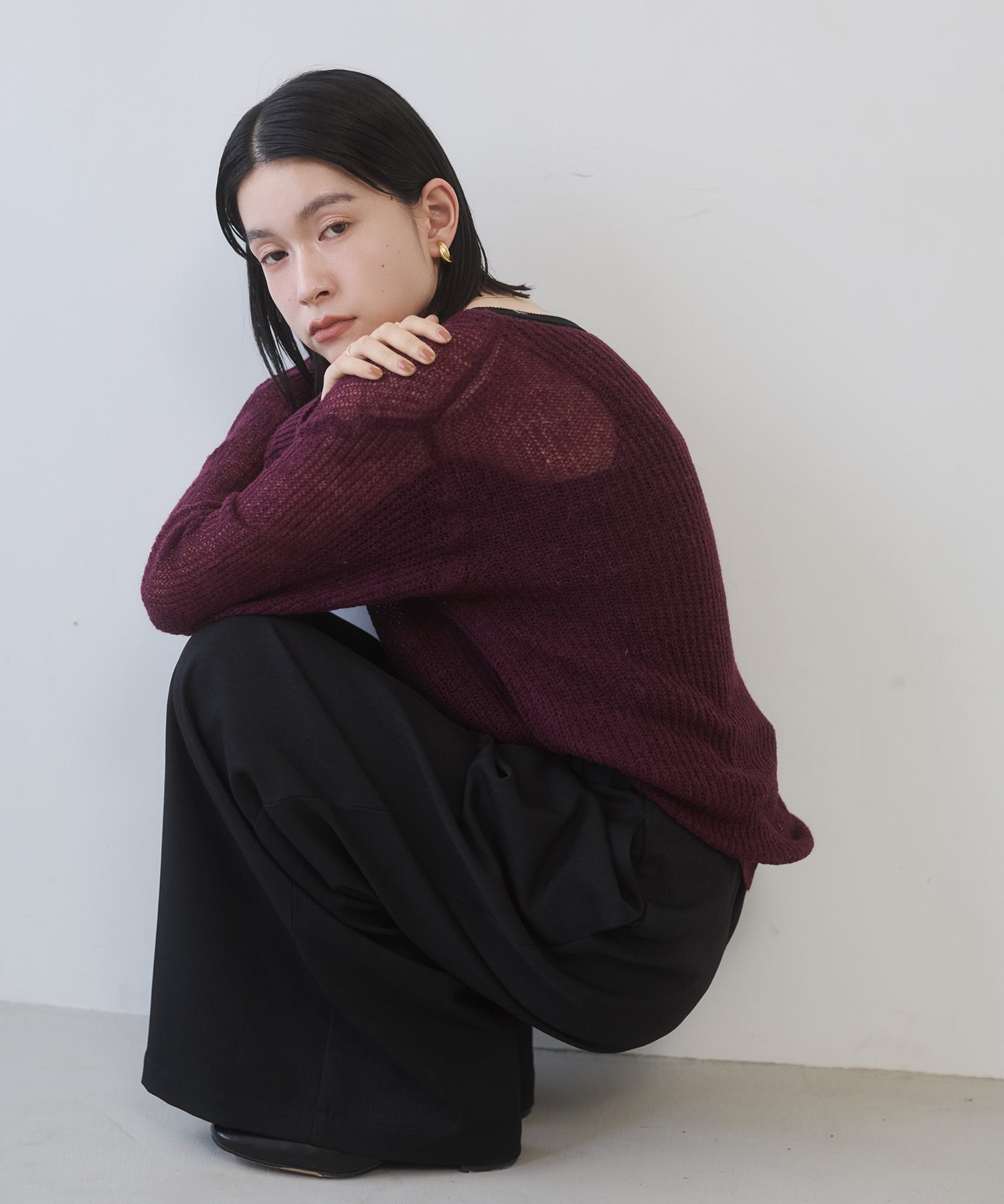 ツイルストライプ タックワイドパンツ