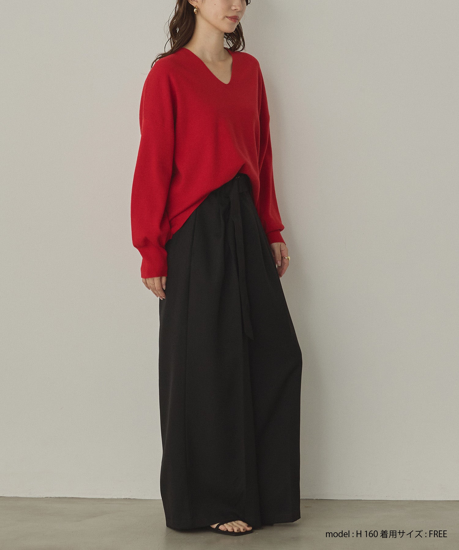 ツイルストライプ タックワイドパンツ