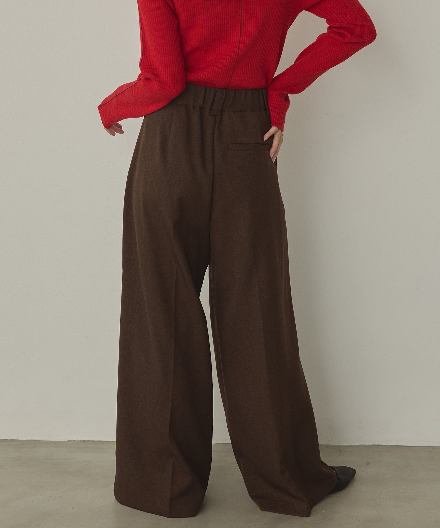 ツイルストライプ タックワイドパンツ