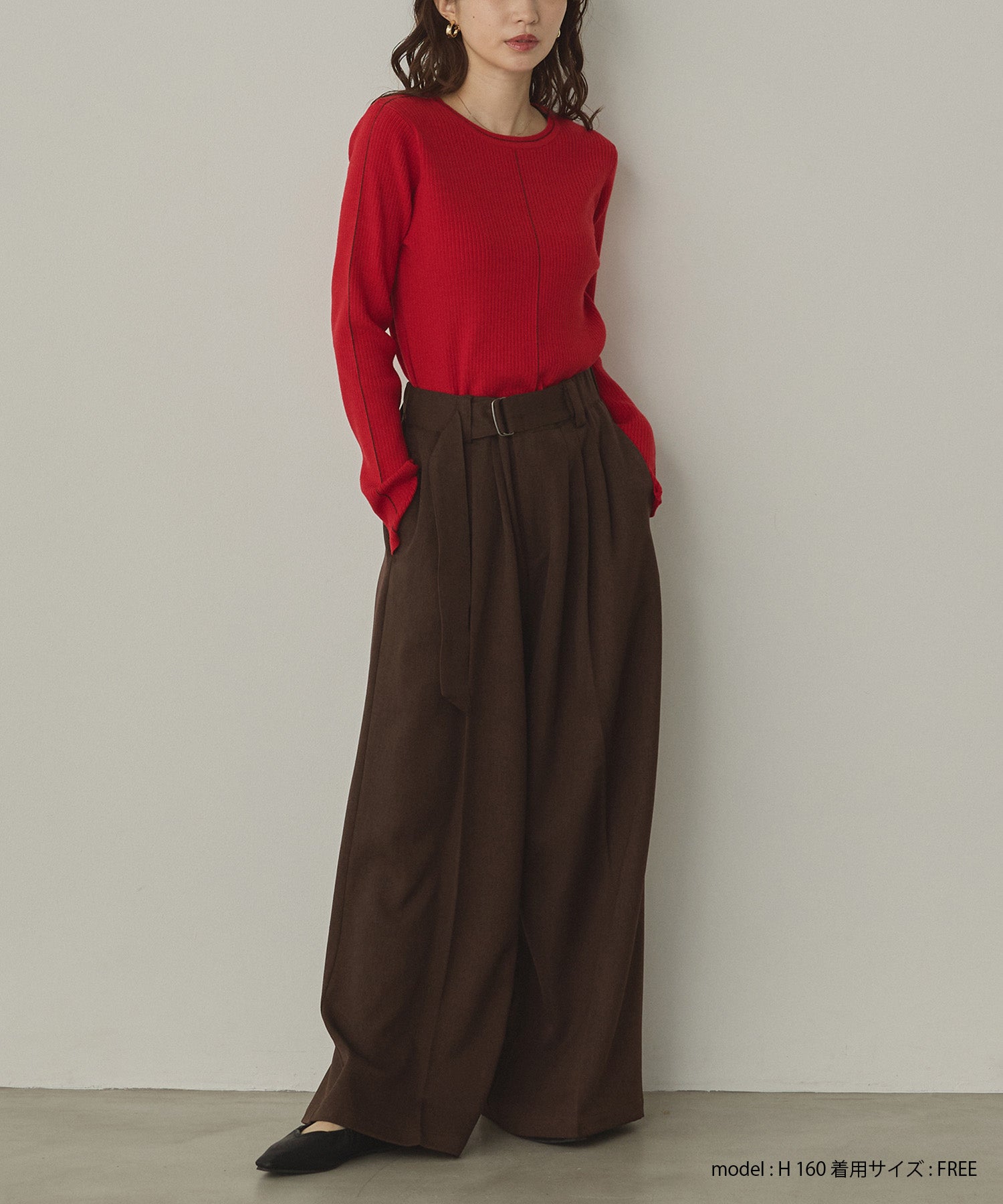 ツイルストライプ タックワイドパンツ