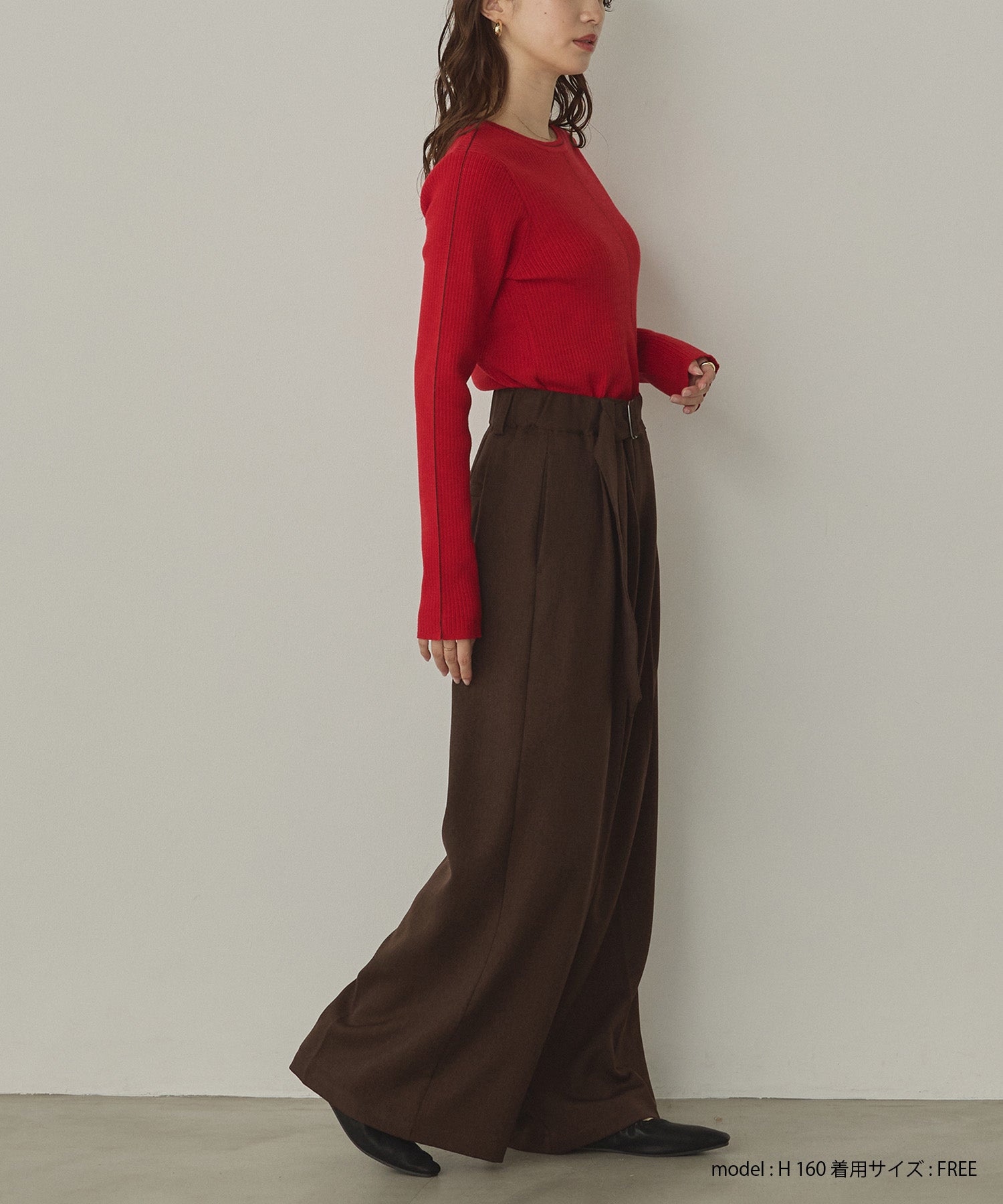 ツイルストライプ タックワイドパンツ