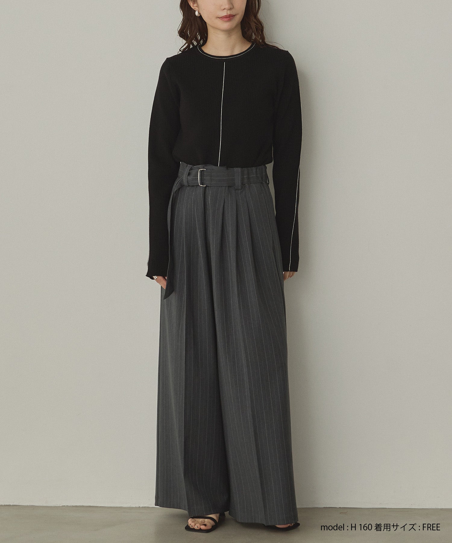 ツイルストライプ タックワイドパンツ