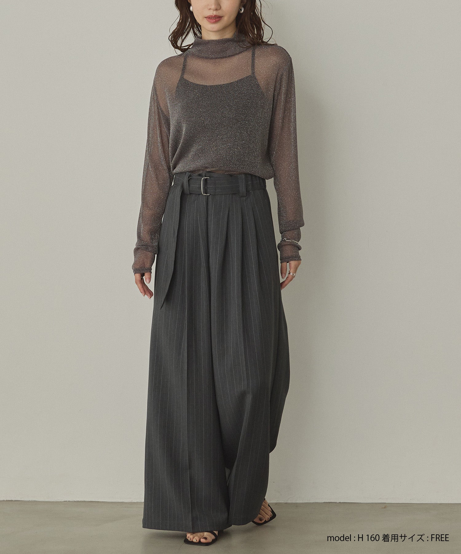 ツイルストライプ タックワイドパンツ