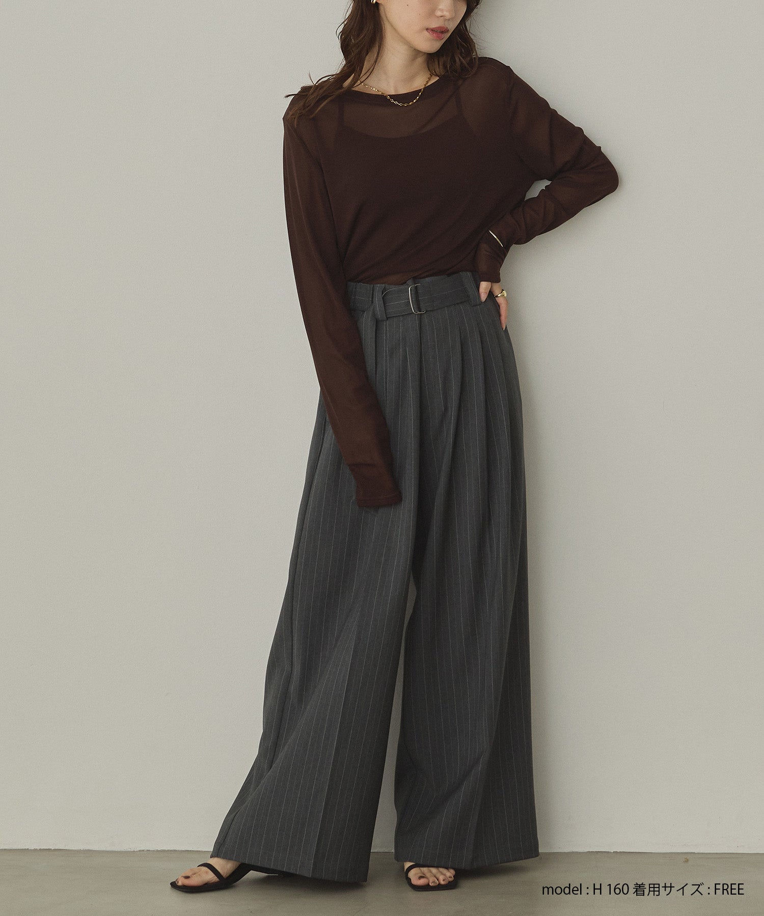 ツイルストライプ タックワイドパンツ