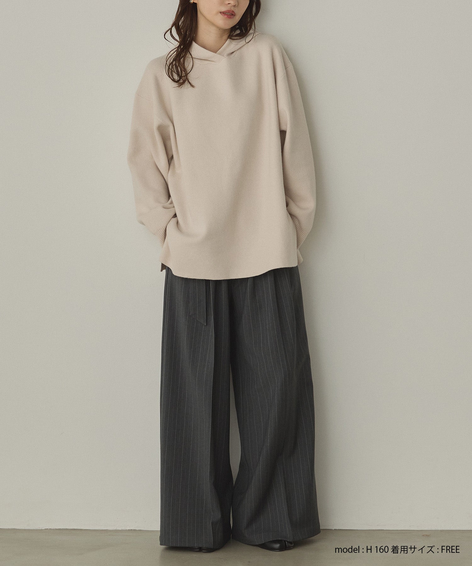 ツイルストライプ タックワイドパンツ