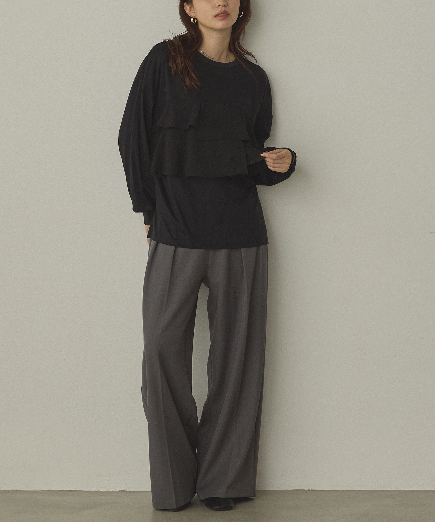 POLY TWILL TUCK PANTS