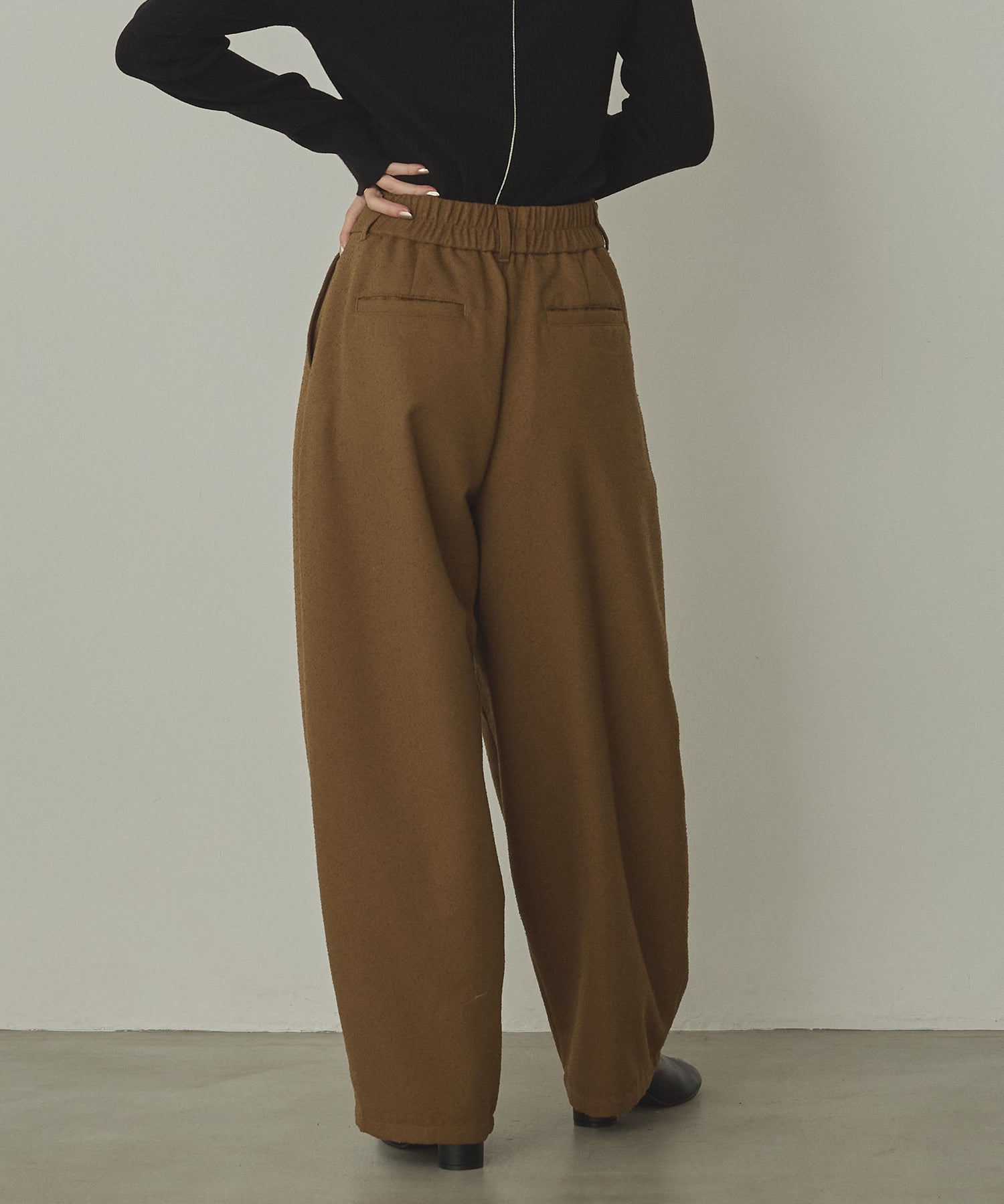 TWEED WIDE TUCK PANTS