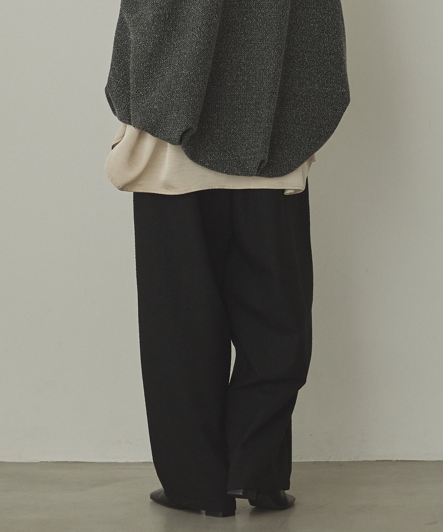 TWEED WIDE TUCK PANTS