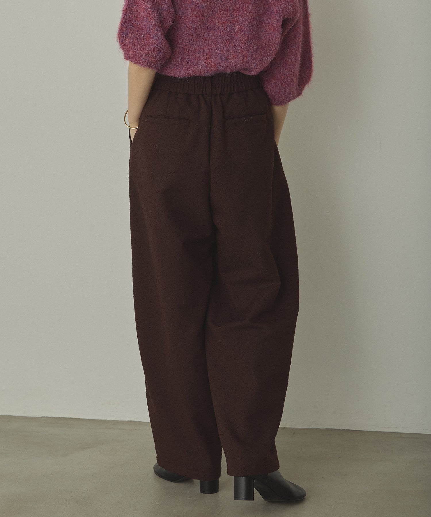TWEED WIDE TUCK PANTS