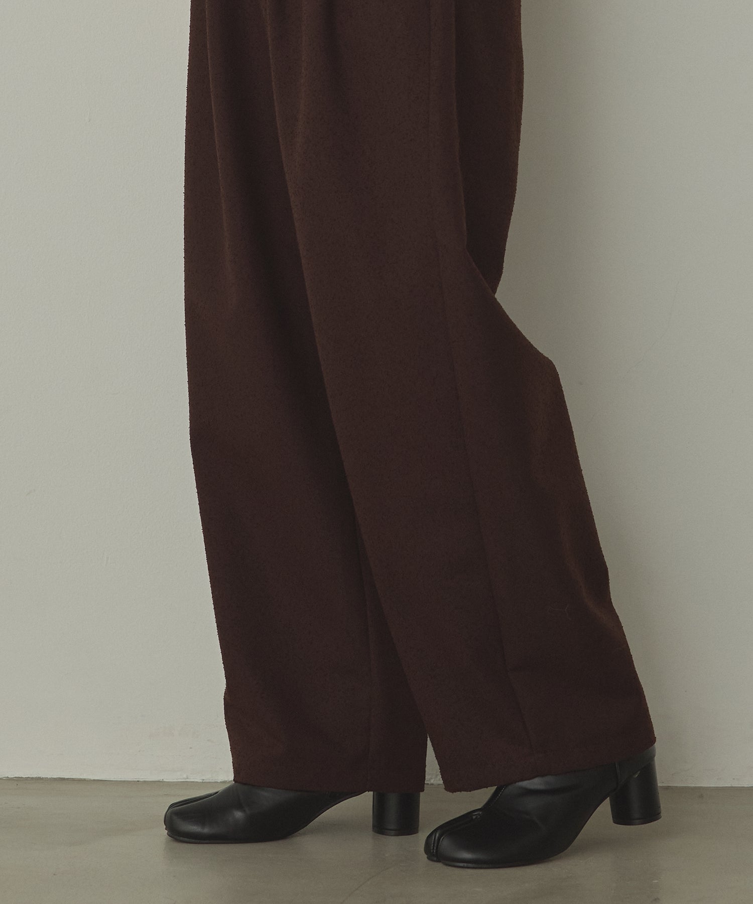 TWEED WIDE TUCK PANTS