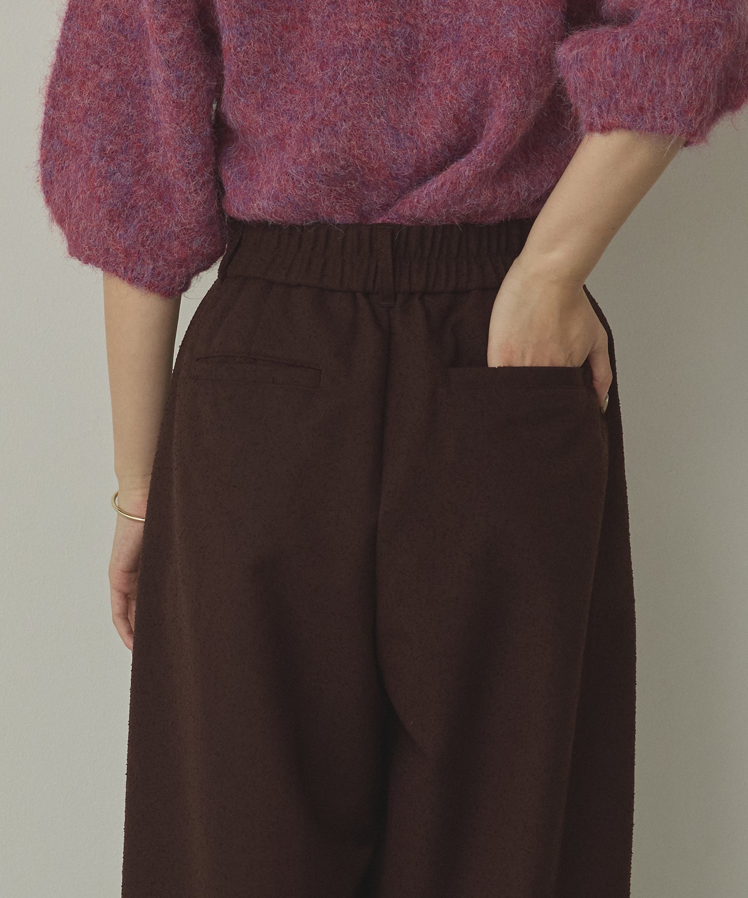 TWEED WIDE TUCK PANTS