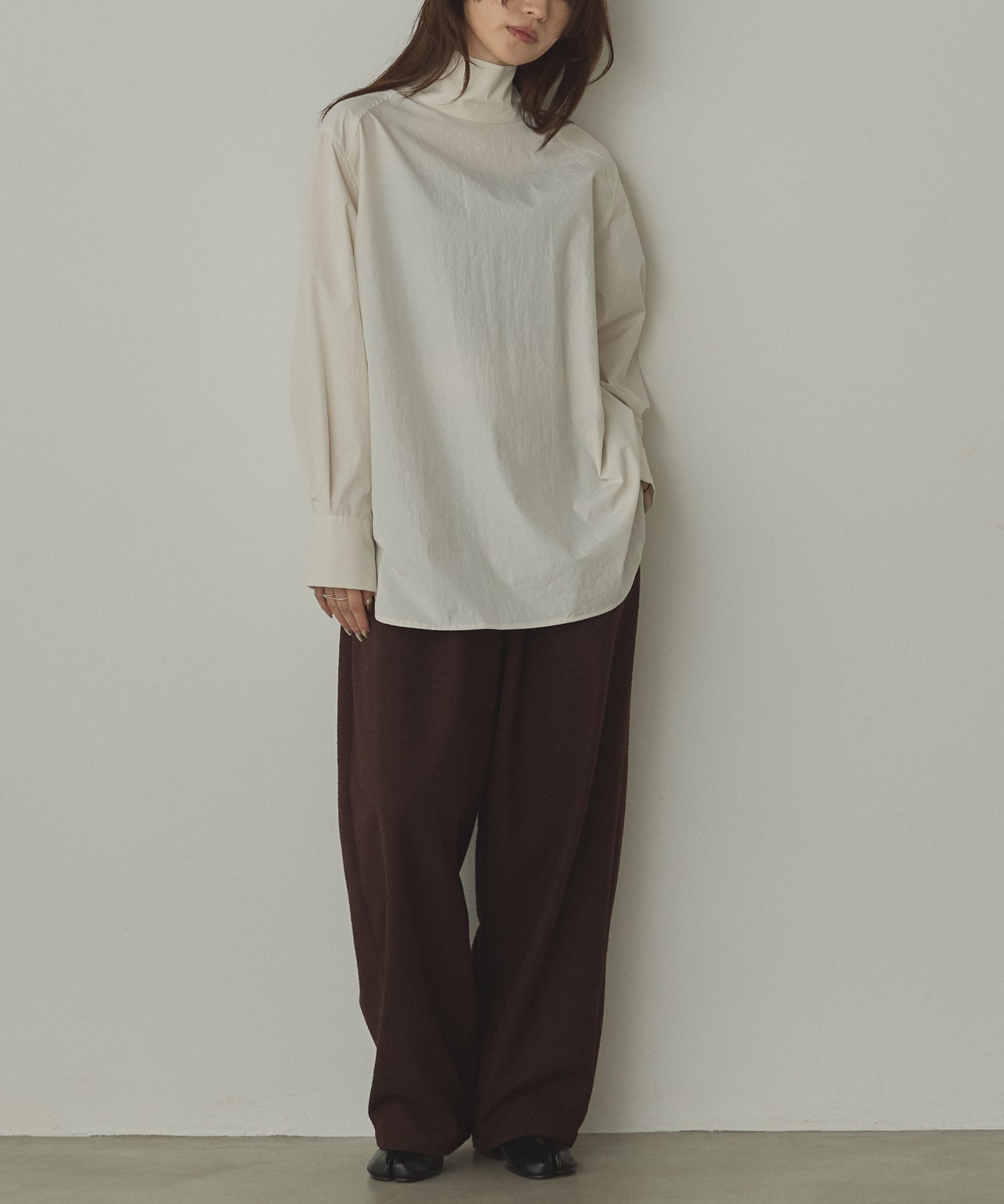 TWEED WIDE TUCK PANTS