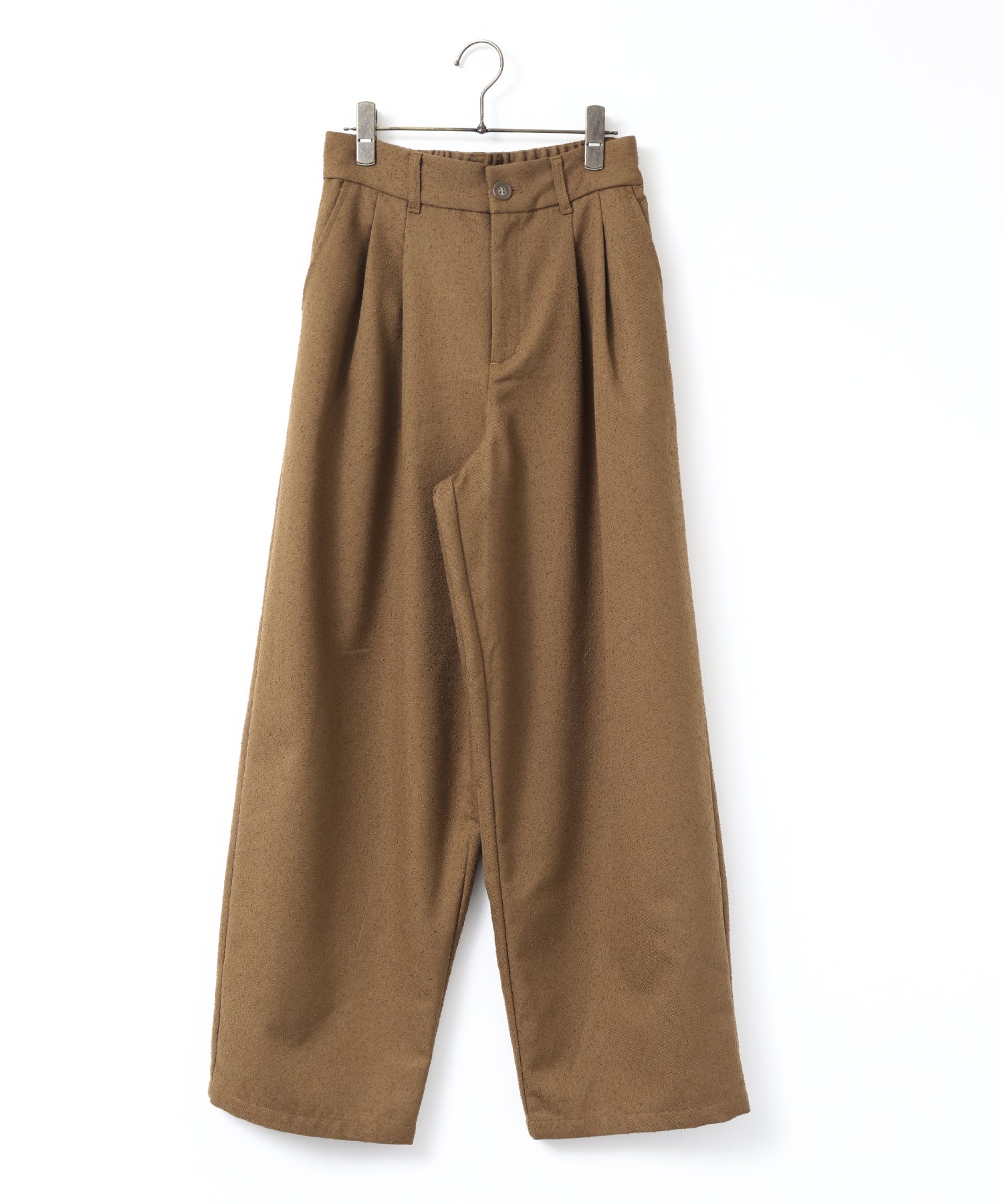 TWEED WIDE TUCK PANTS