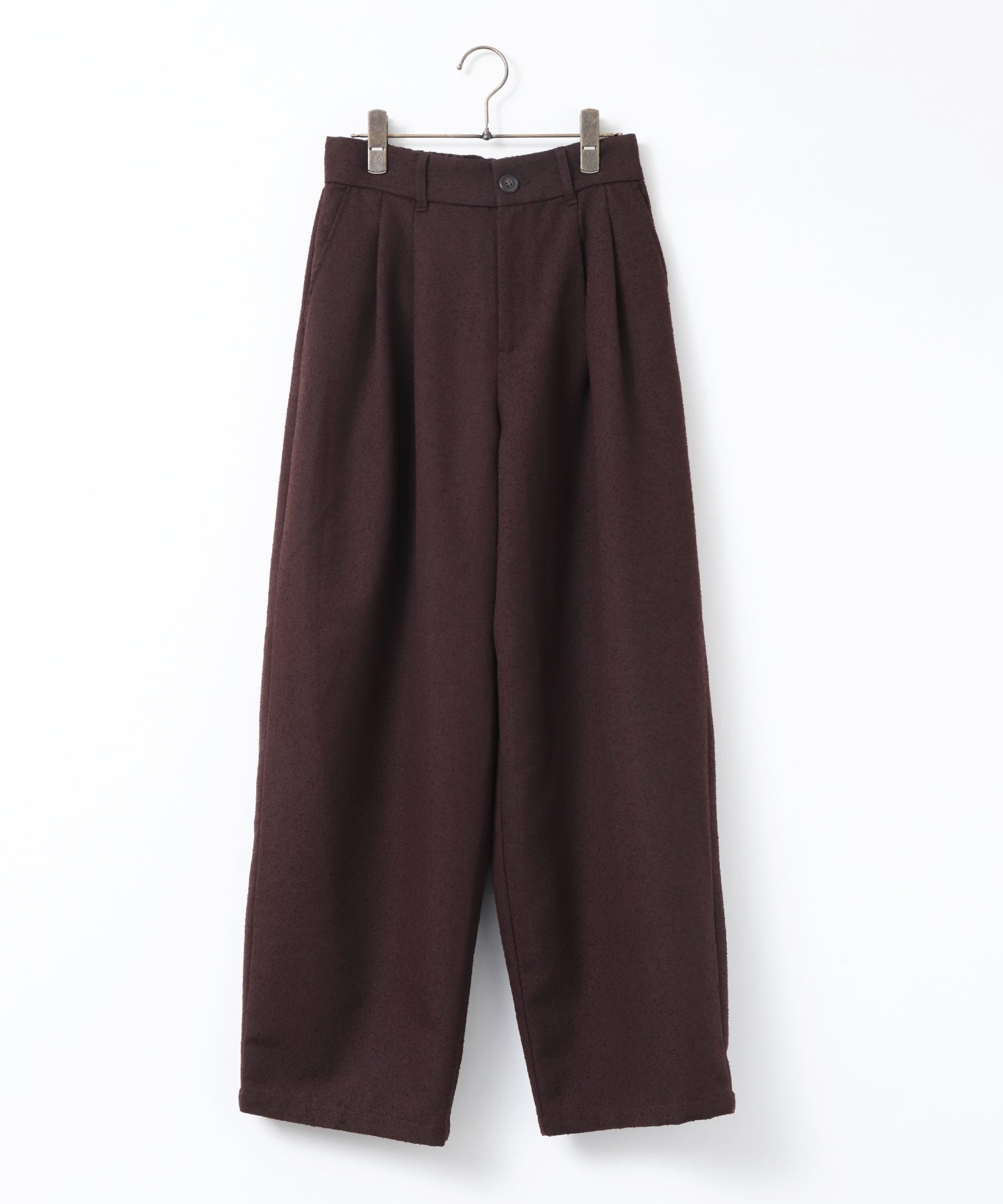 TWEED WIDE TUCK PANTS