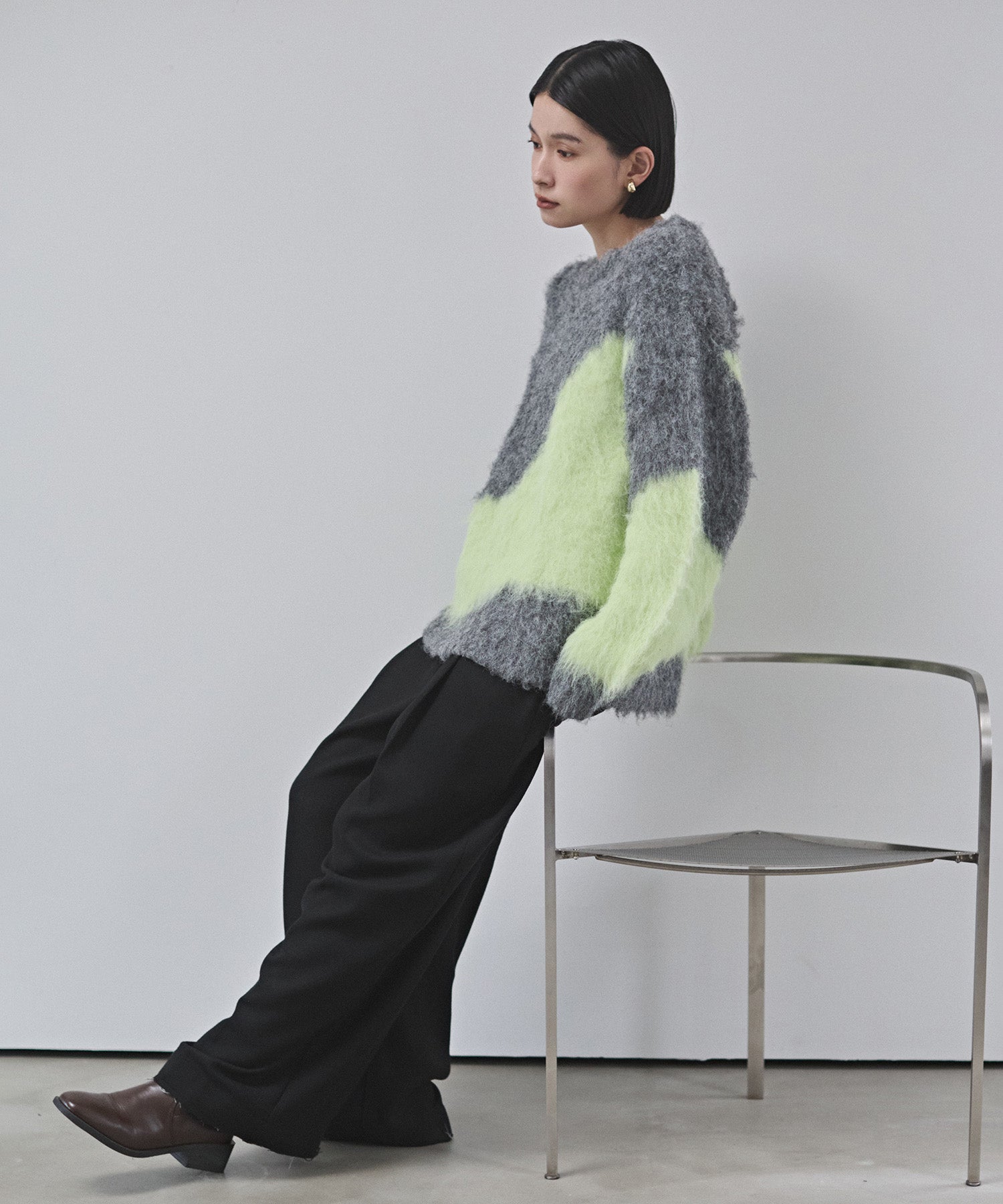 WOOL BLEND WIDE TUCK PANTS