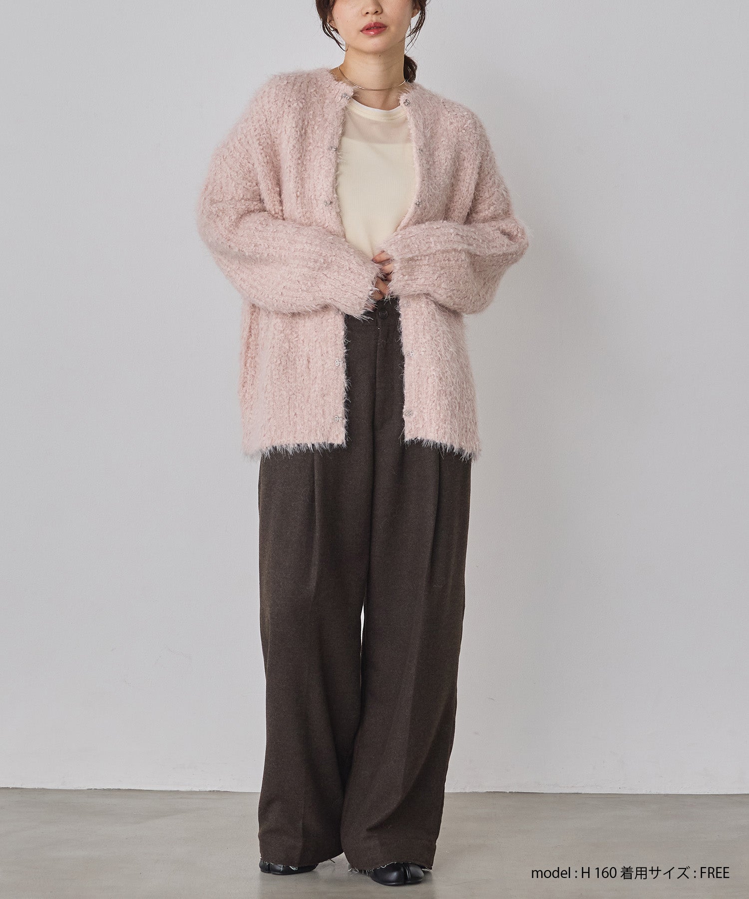 ウール混 ワイドタックパンツ