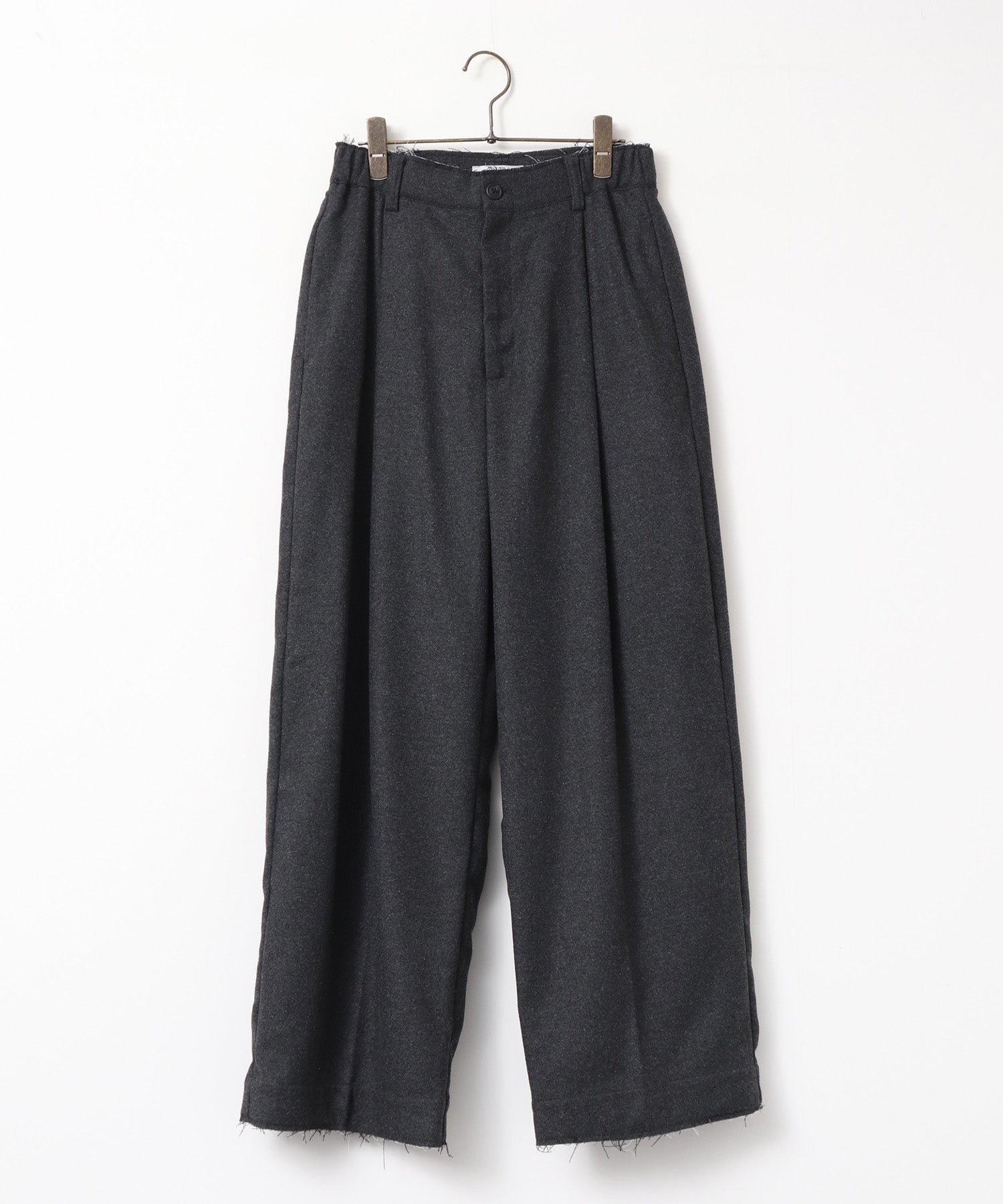 WOOL BLEND WIDE TUCK PANTS