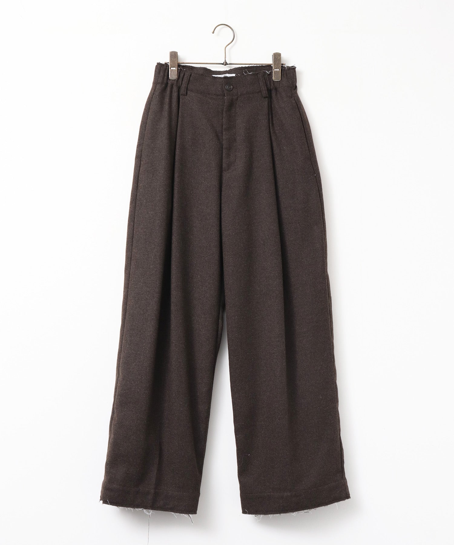 WOOL BLEND WIDE TUCK PANTS