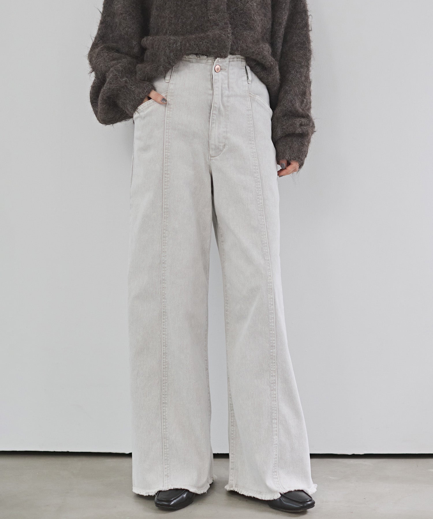 ストレッチデニム ワイドパンツ