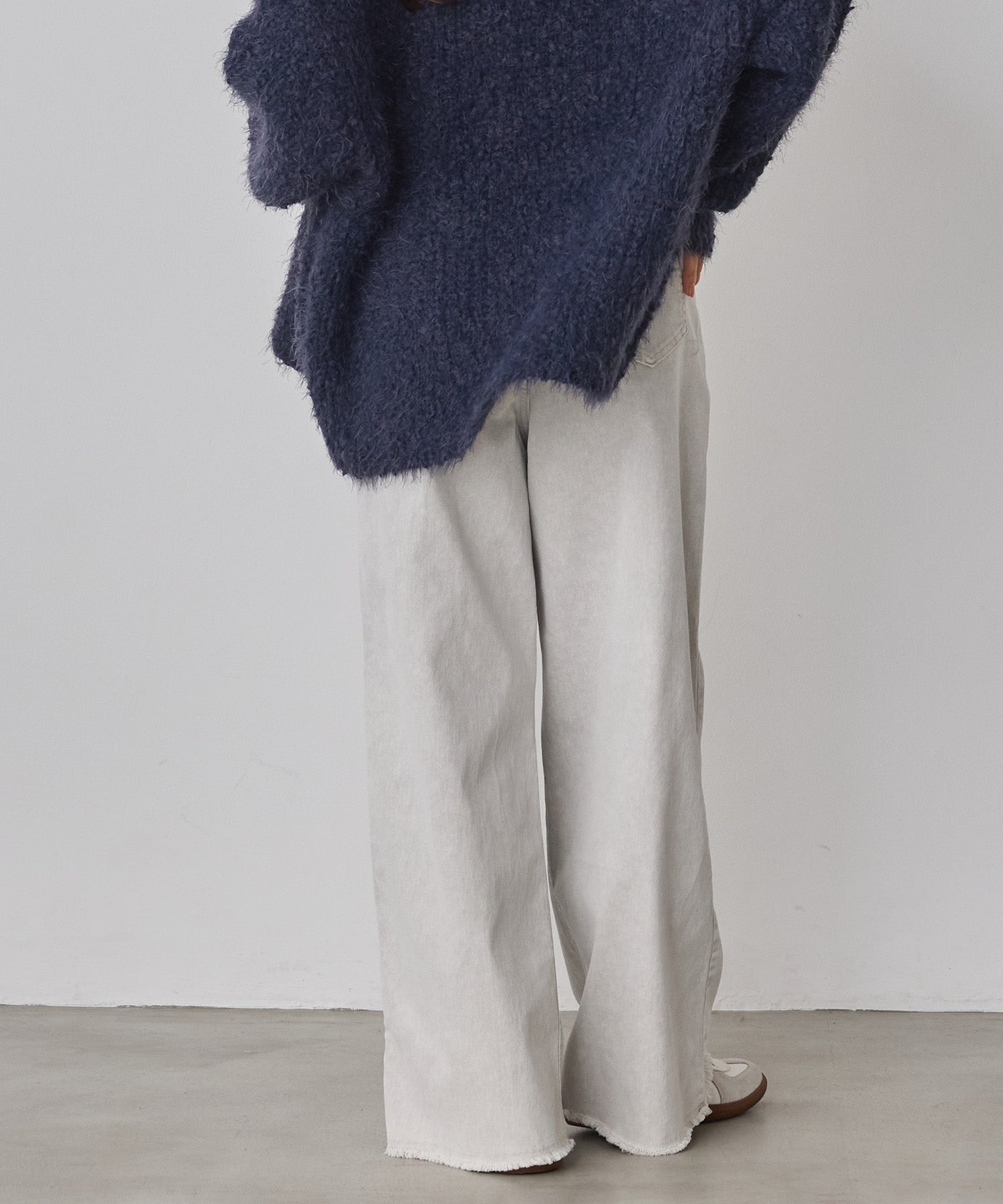 STRETCH DENIM WIDE PANTS