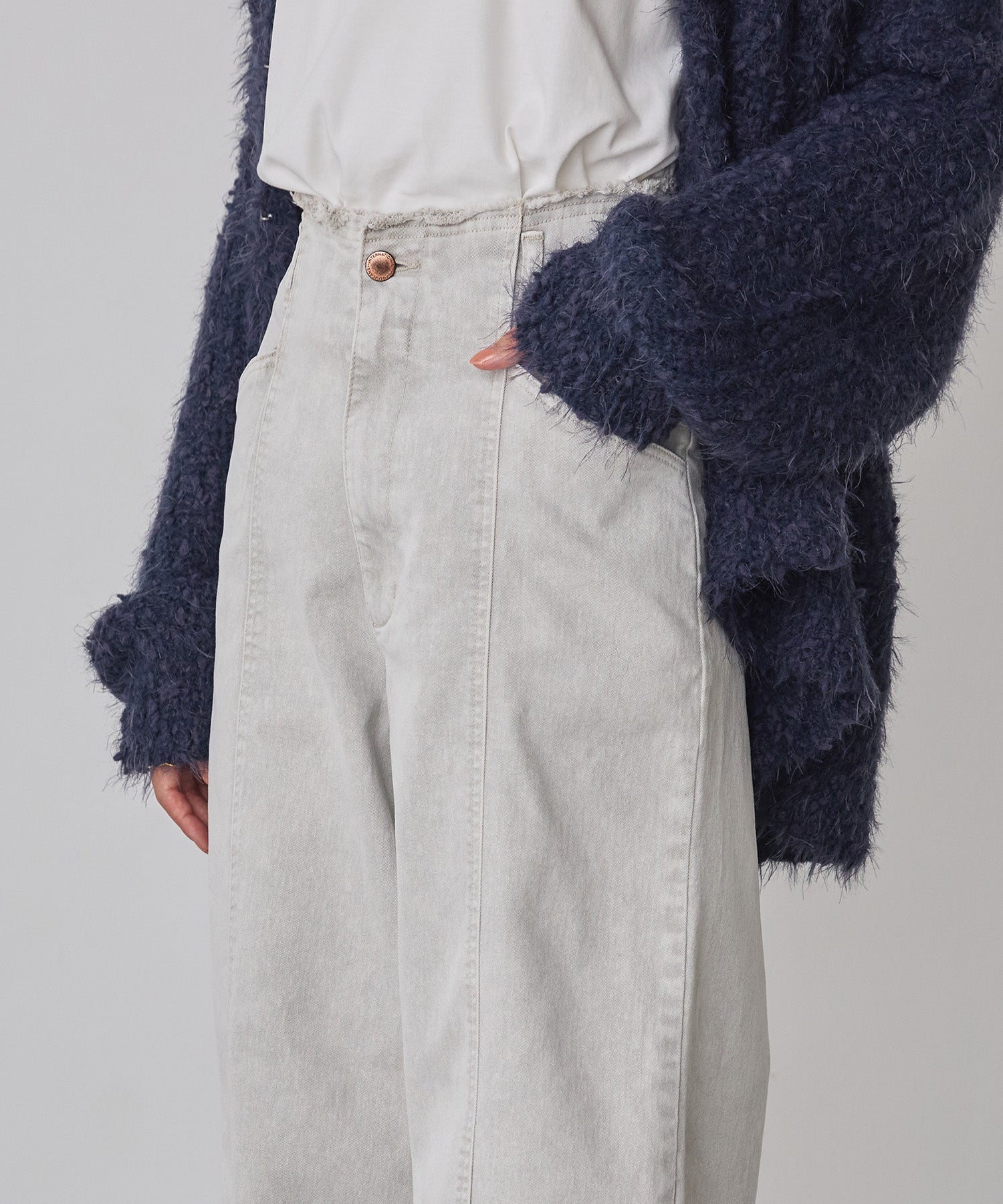 STRETCH DENIM WIDE PANTS