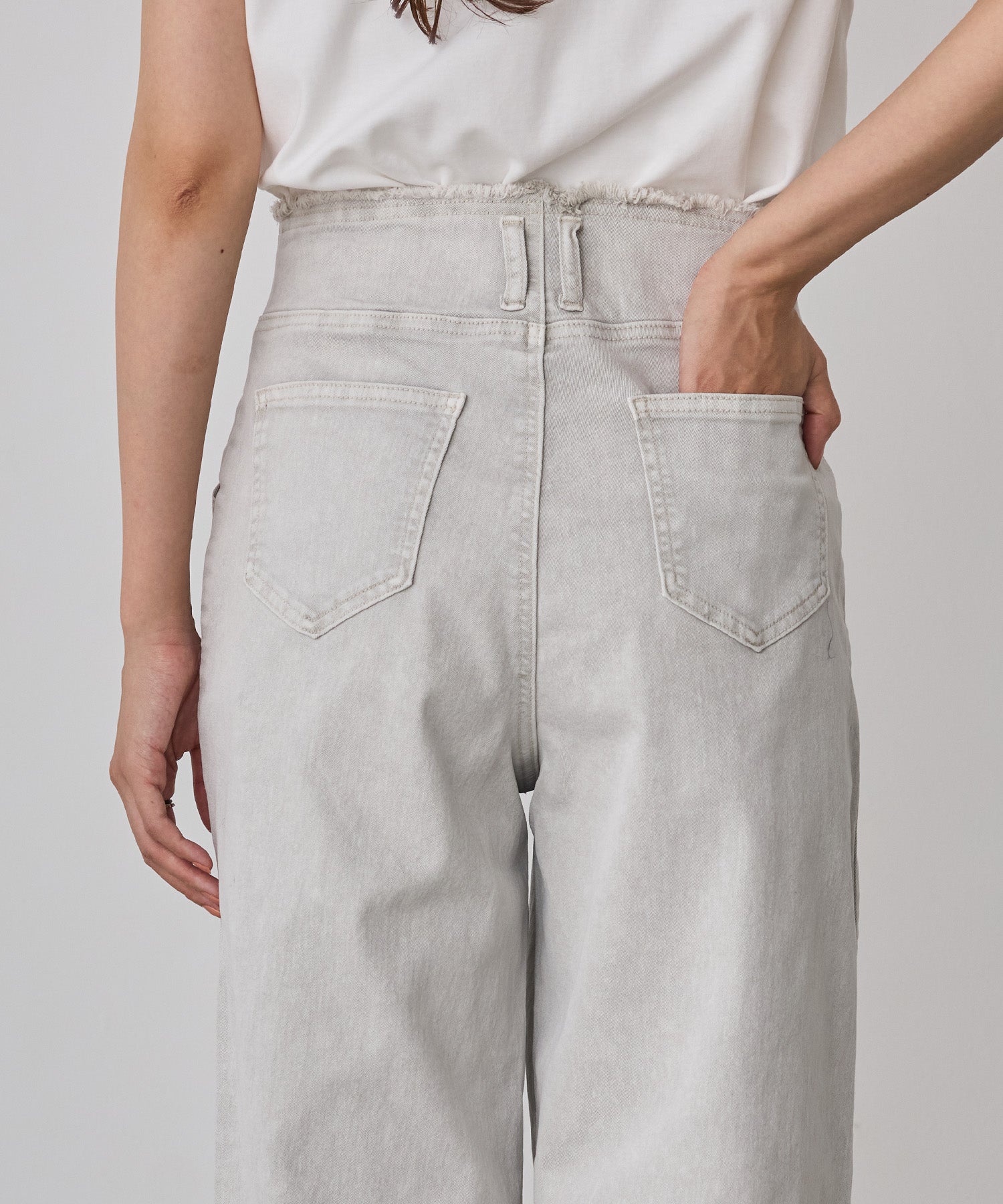 STRETCH DENIM WIDE PANTS