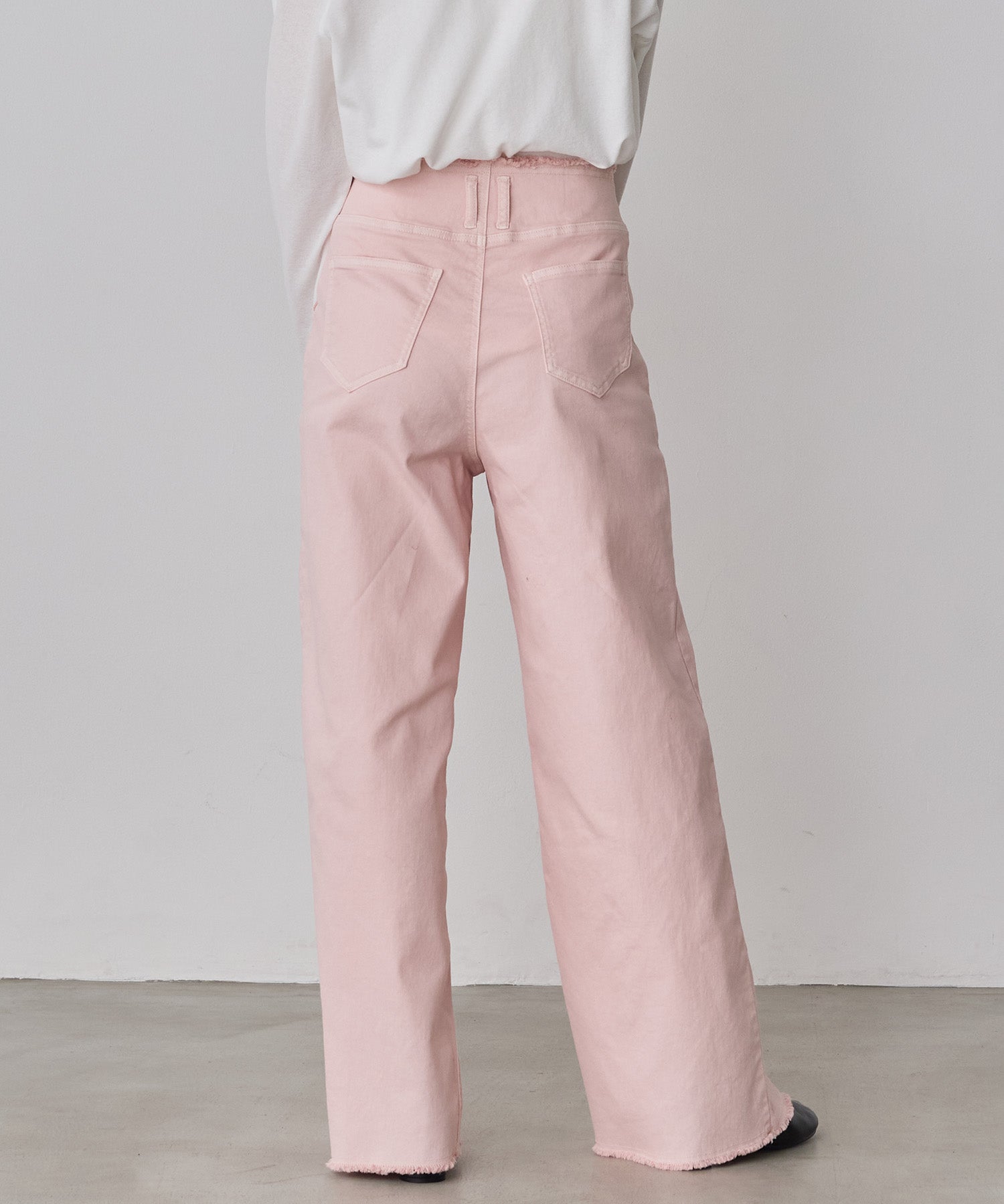 STRETCH DENIM WIDE PANTS