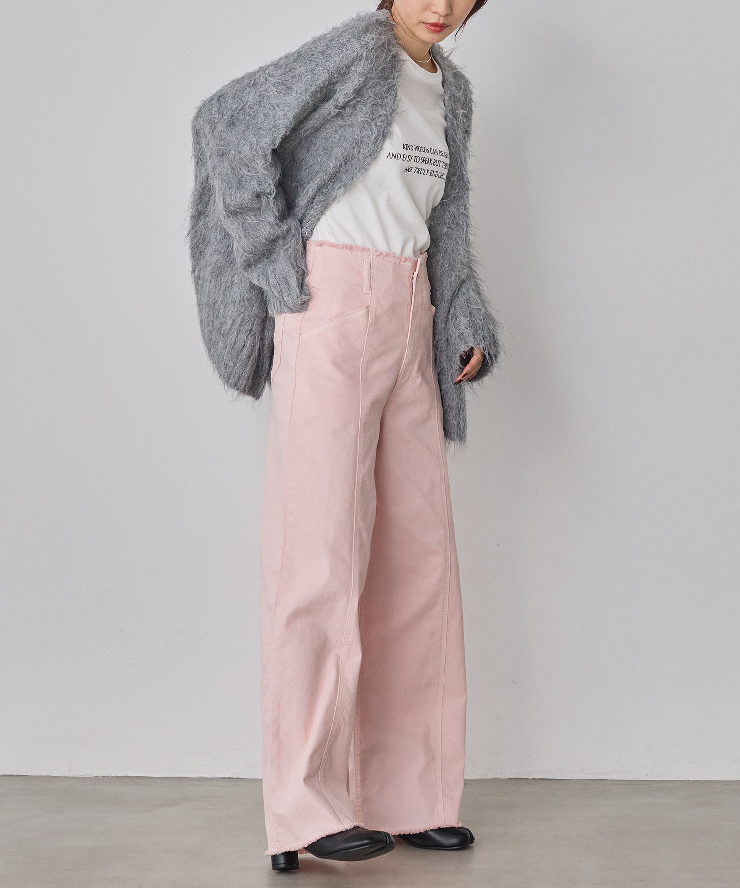 STRETCH DENIM WIDE PANTS