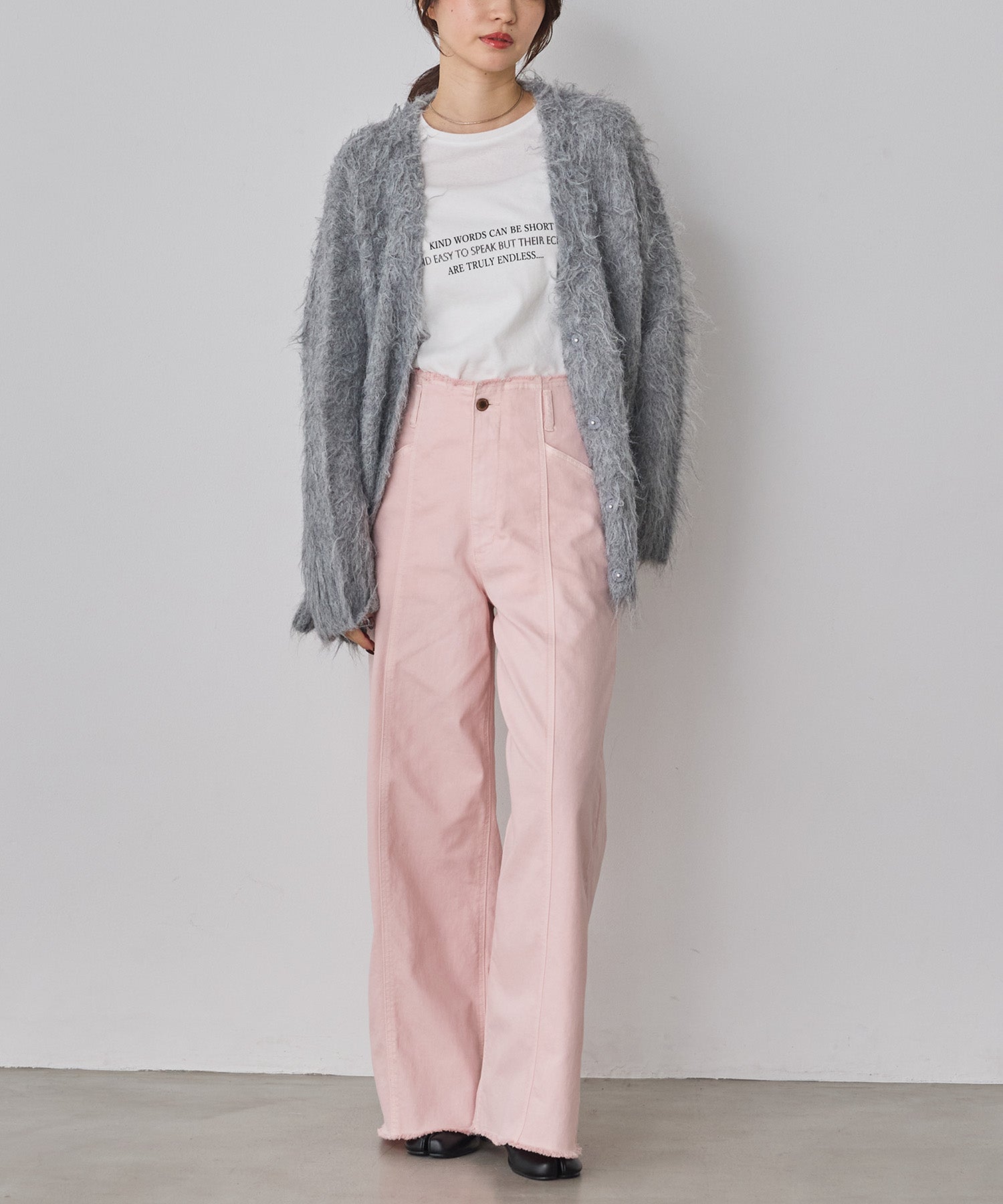 STRETCH DENIM WIDE PANTS
