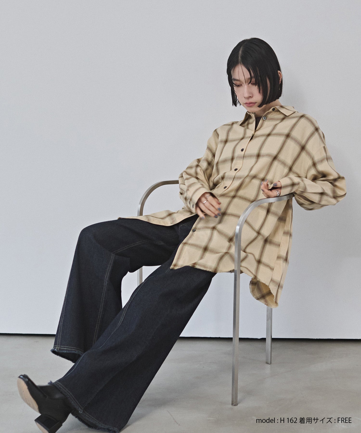 ストレッチデニム ワイドパンツ