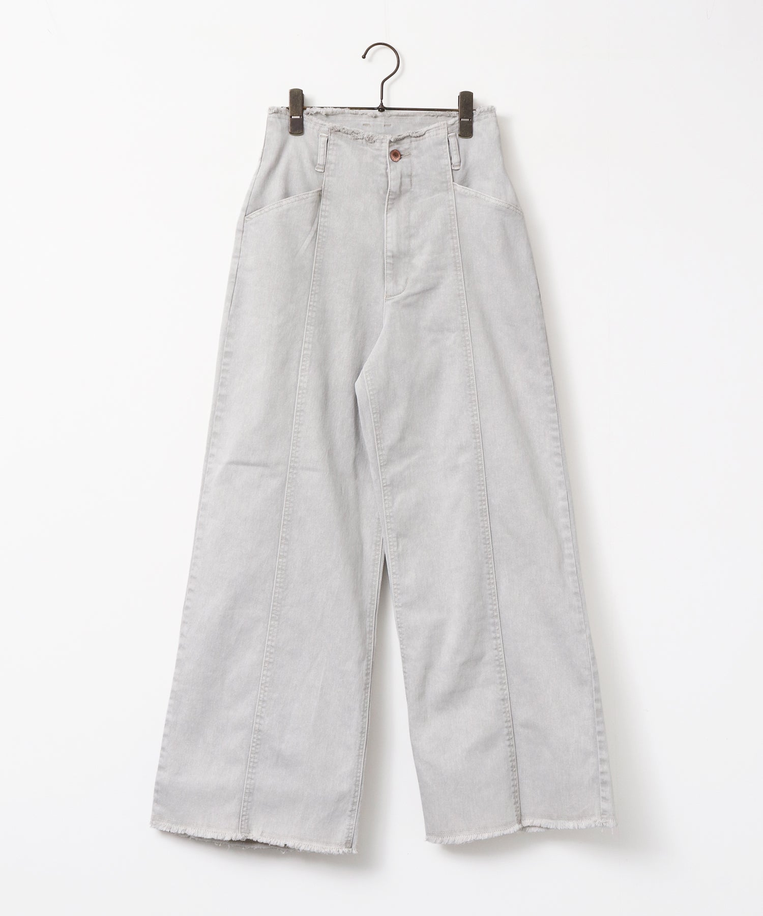 STRETCH DENIM WIDE PANTS