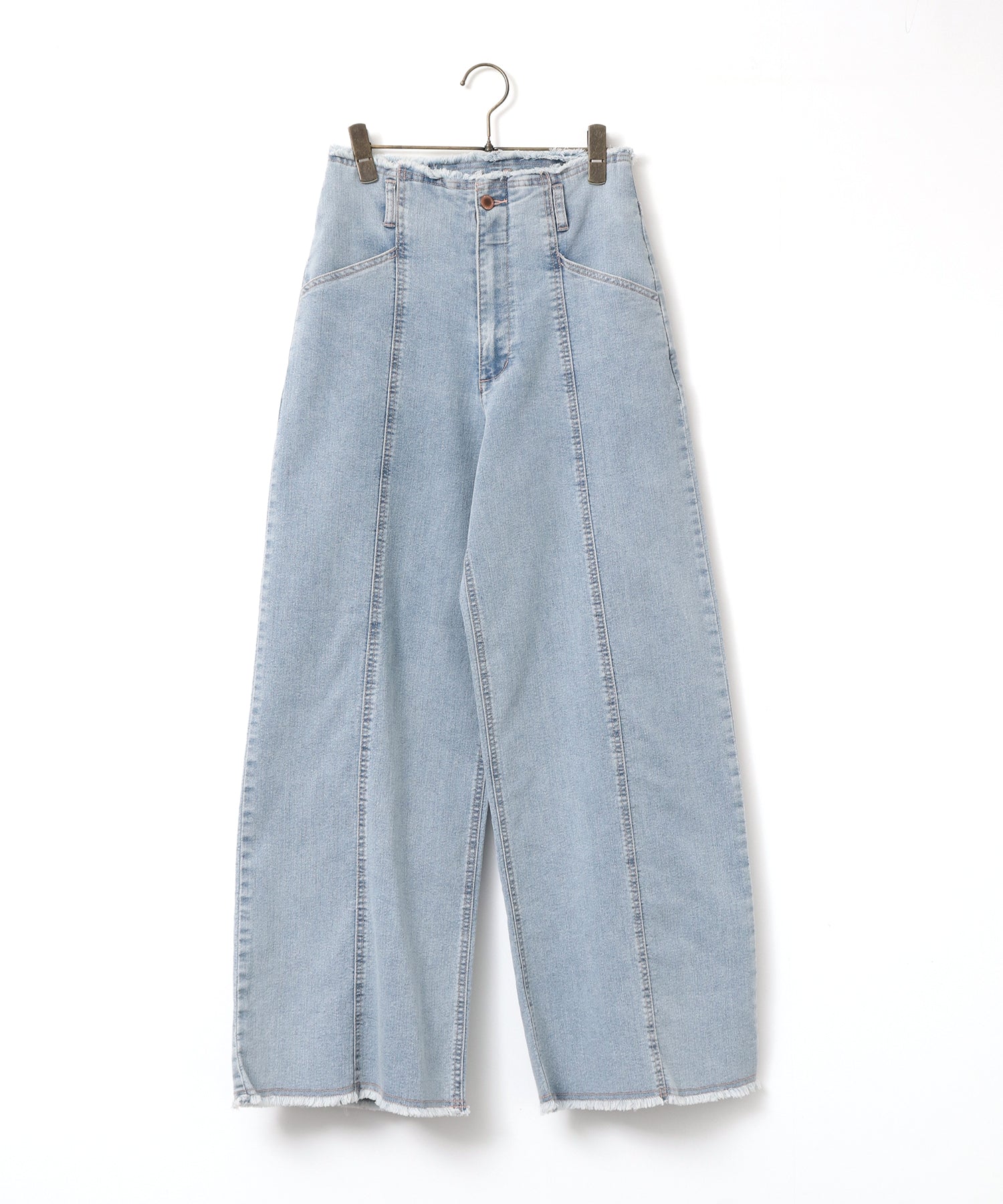 STRETCH DENIM WIDE PANTS