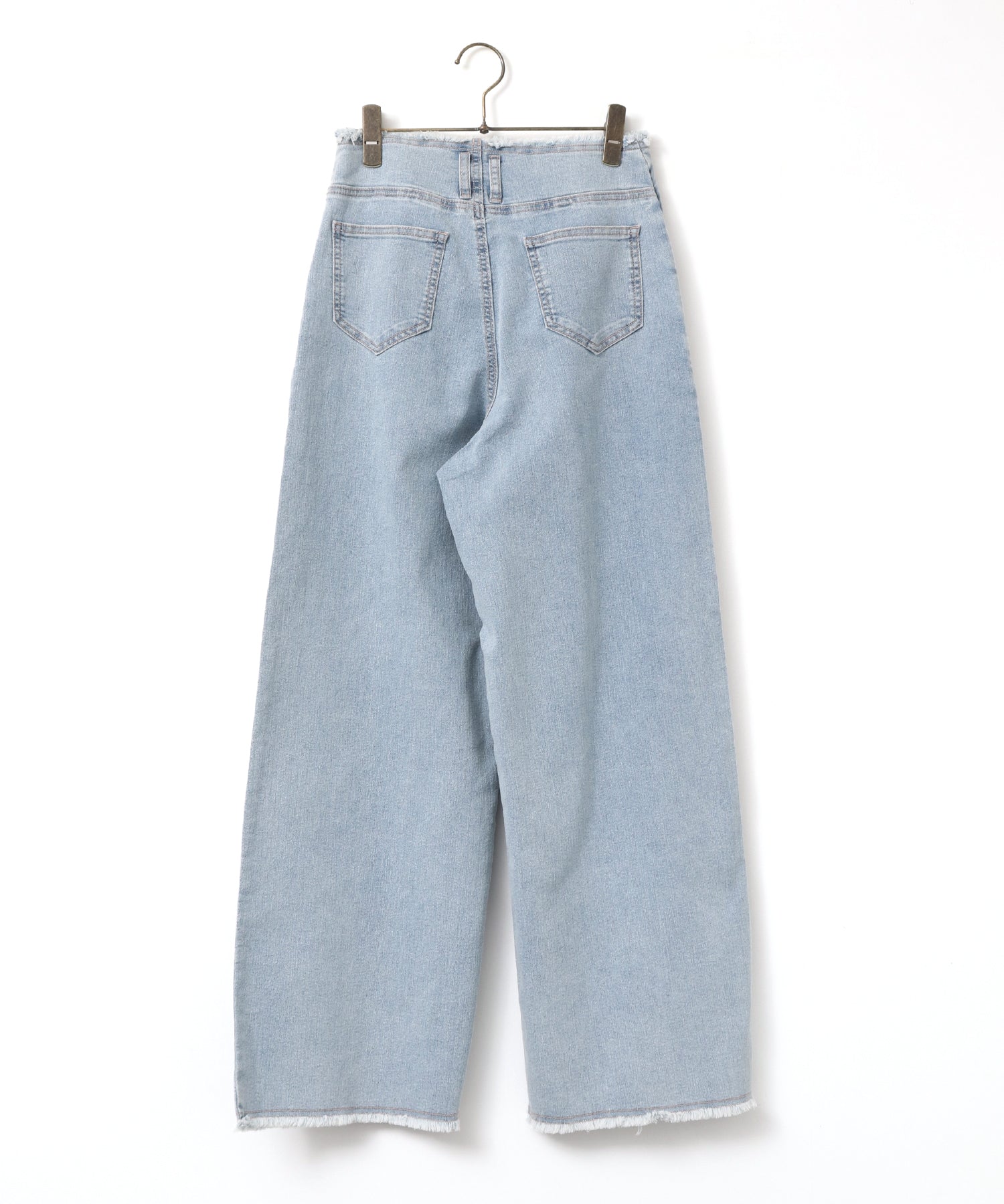 STRETCH DENIM WIDE PANTS
