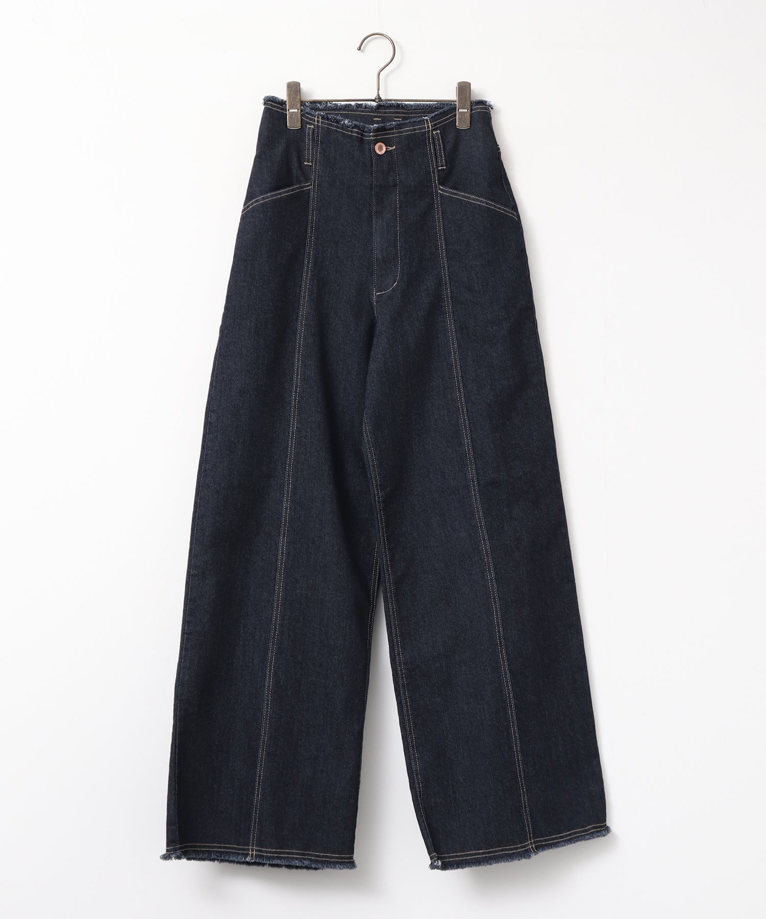 STRETCH DENIM WIDE PANTS