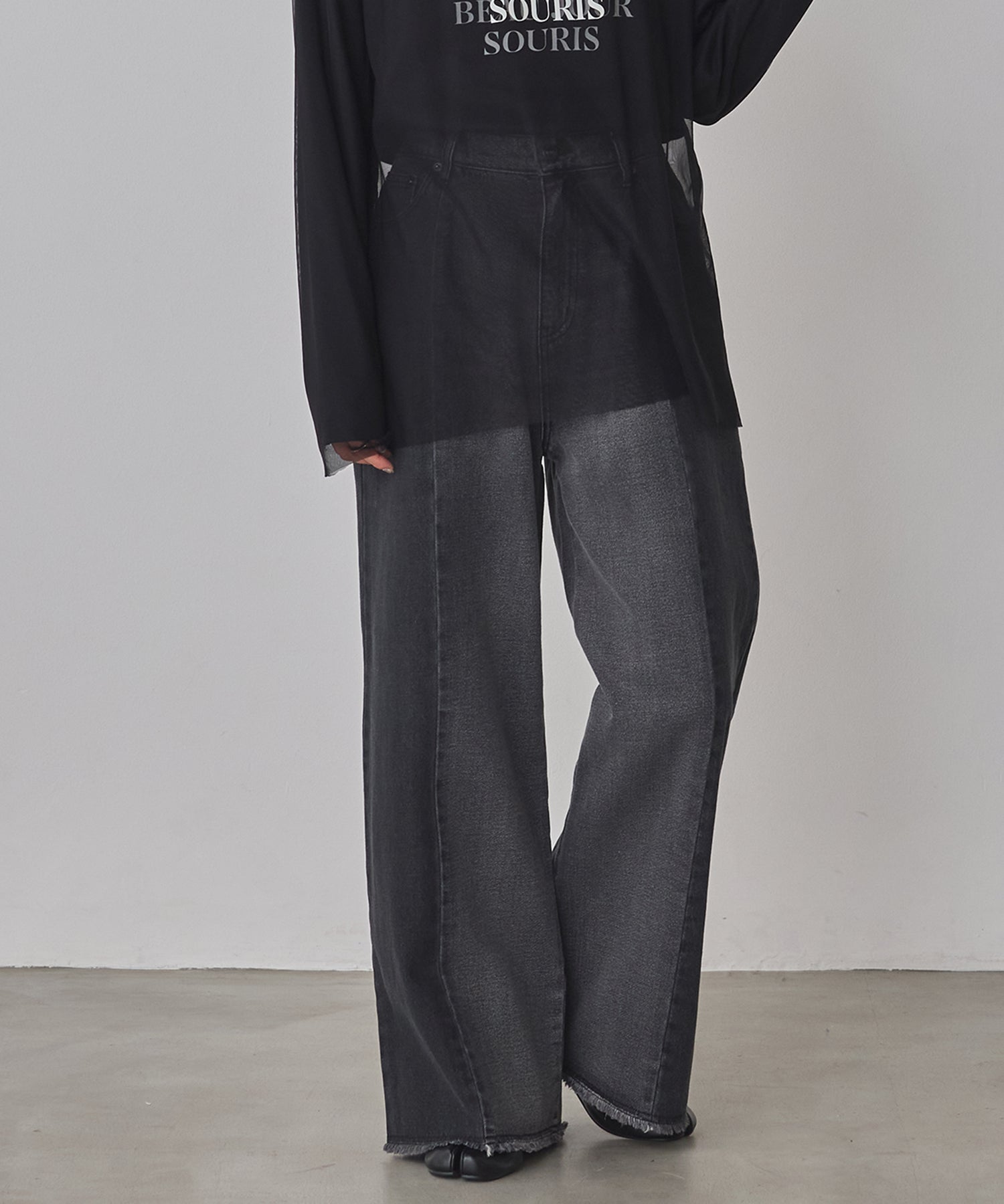 バイカラーデニムパンツ