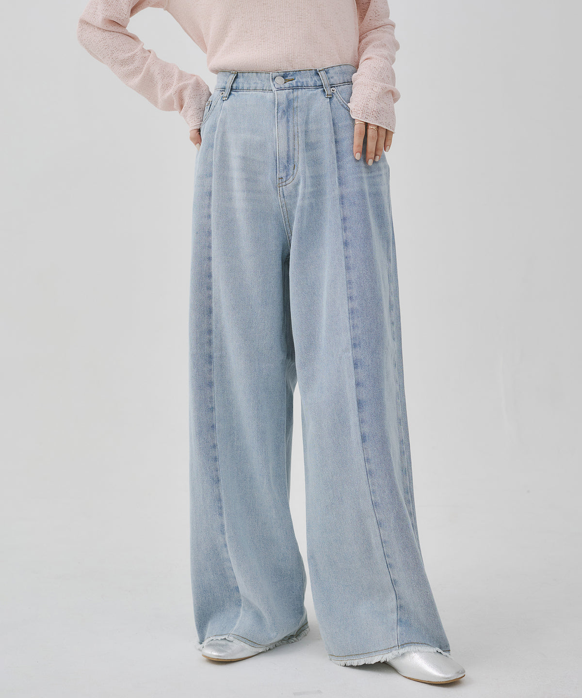 BICOLOR DENIM PANTS