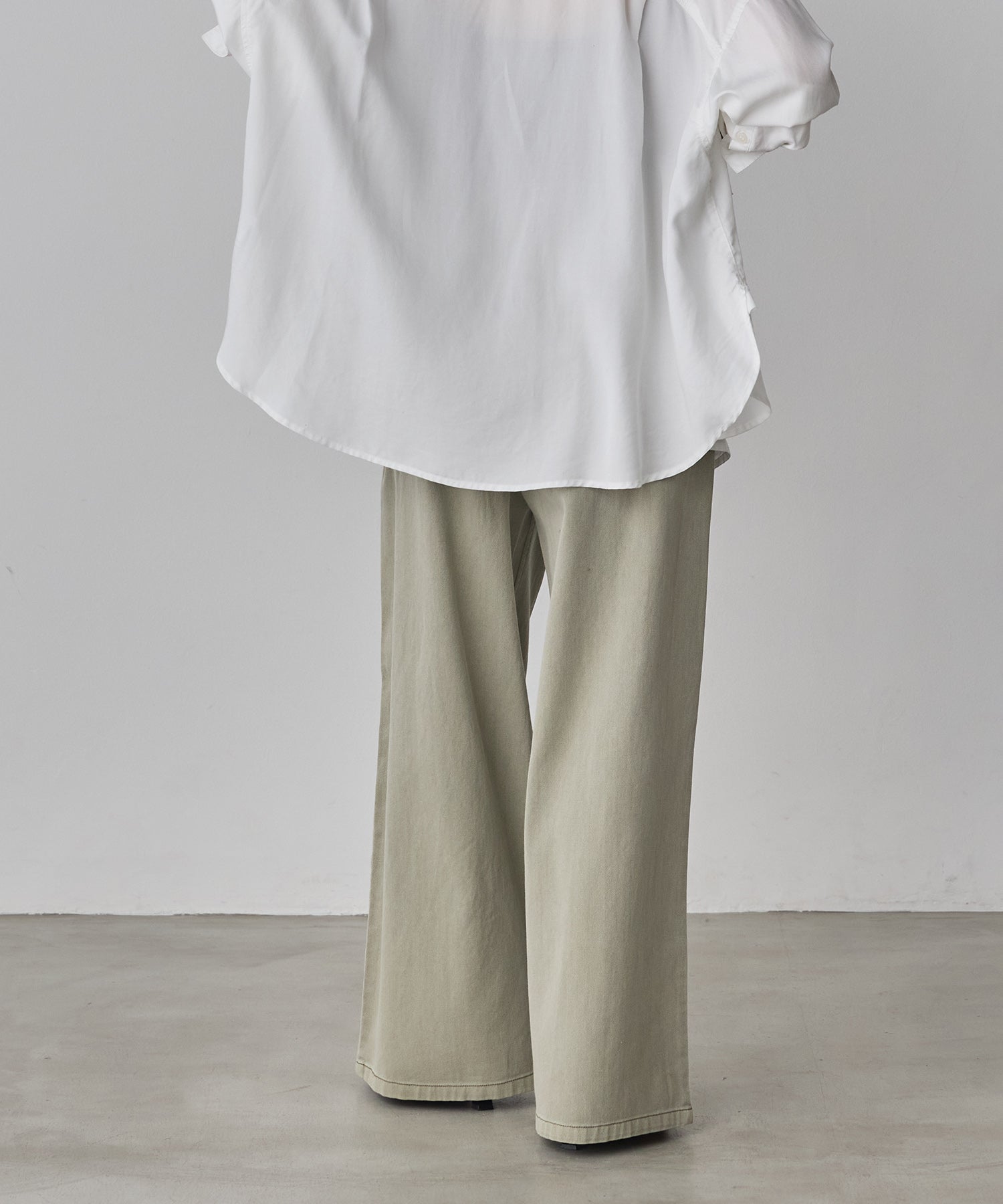 DENIM/TWILL WAIST SWITCH WIDE PANTS